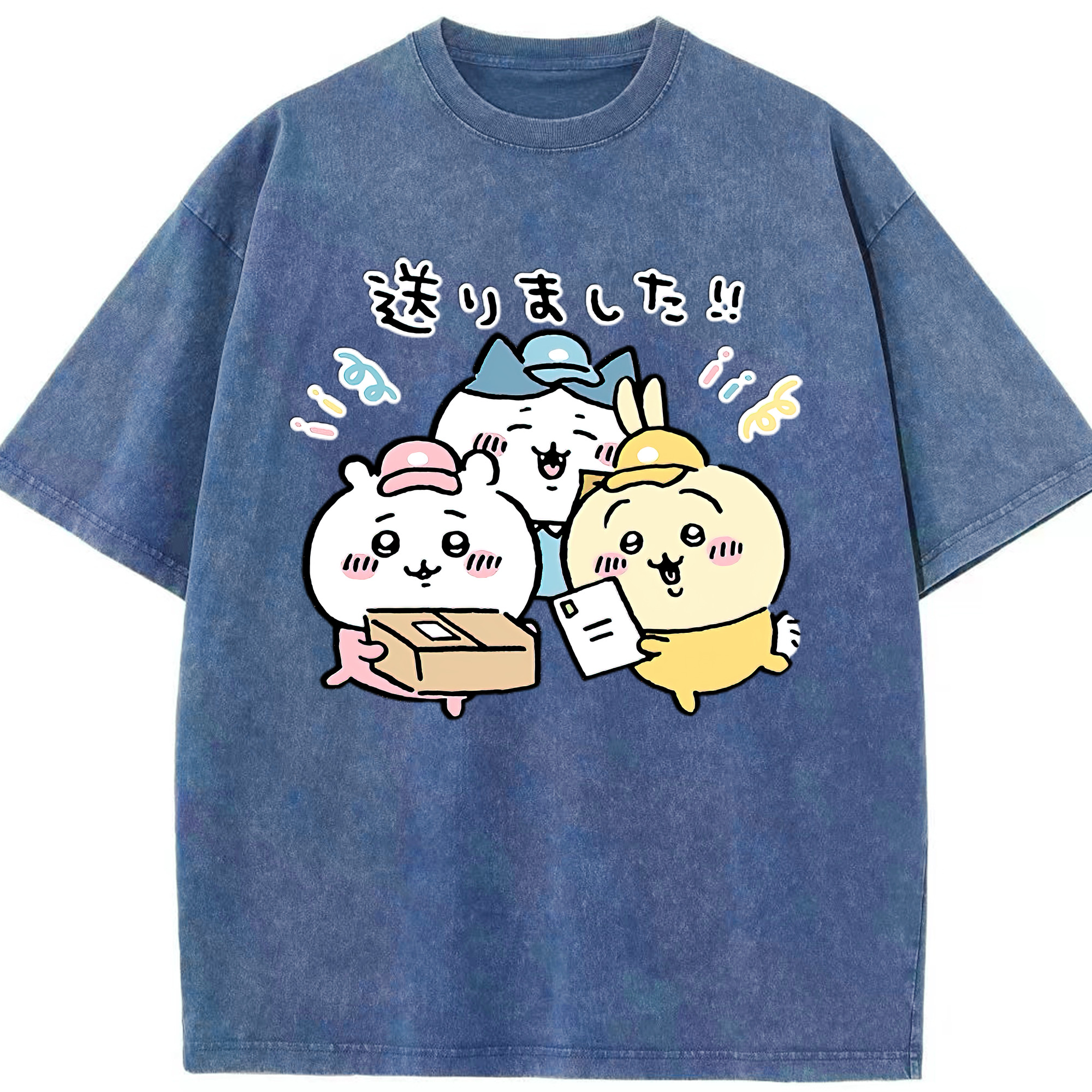 （画像用） ちいかわ ハチワレ Chii-kawa hachiware 綿100% ヴィンテージ風 半袖Tシャツ（フロントプリント）