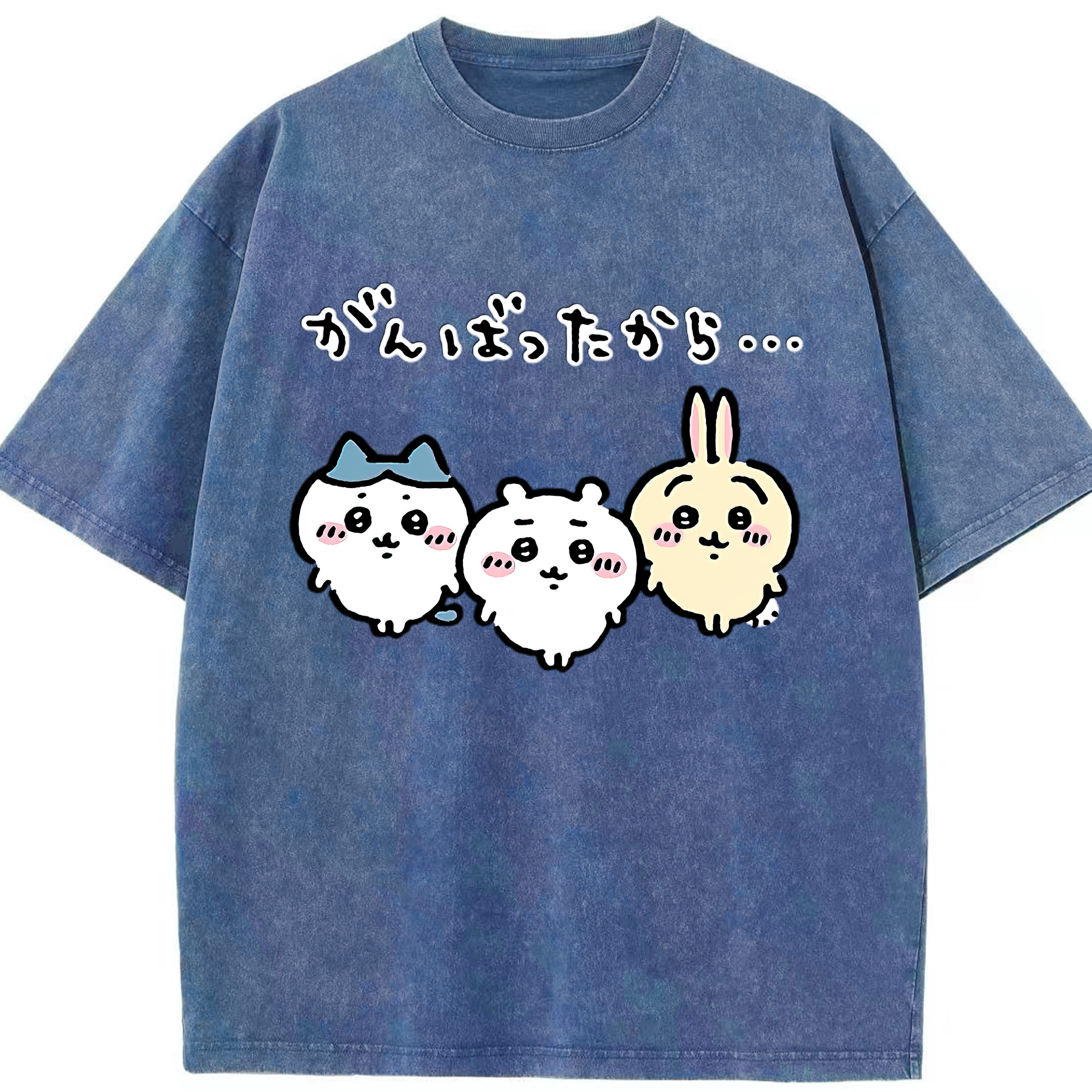 （画像用） ちいかわ ハチワレ Chii-kawa hachiware 綿100% ヴィンテージ風 半袖Tシャツ（フロントプリント）