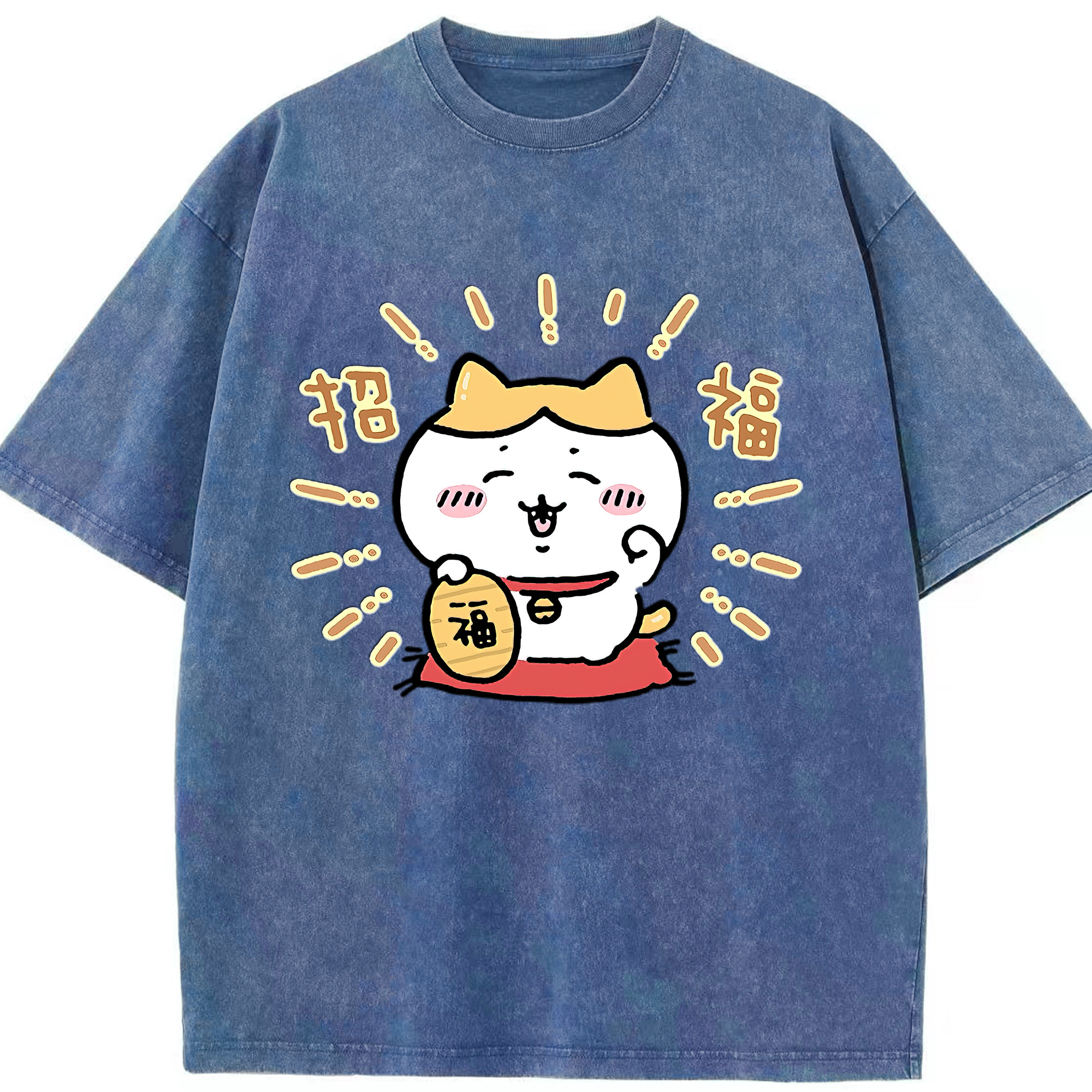 （画像用） ちいかわ ハチワレ Chii-kawa hachiware 綿100% ヴィンテージ風 半袖Tシャツ（フロントプリント）
