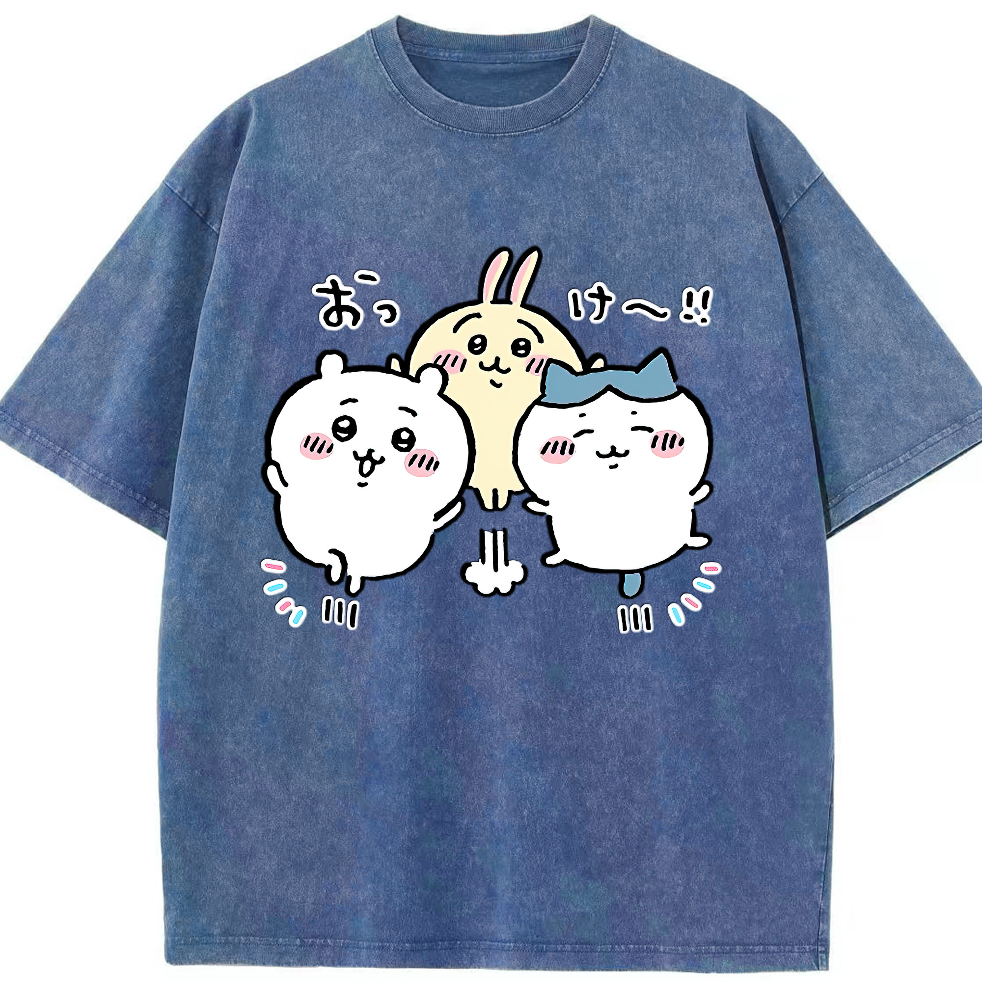 （画像用） ちいかわ ちいかわ Chii-kawa chiikawa 綿100% ヴィンテージ風 半袖Tシャツ（フロントプリント）