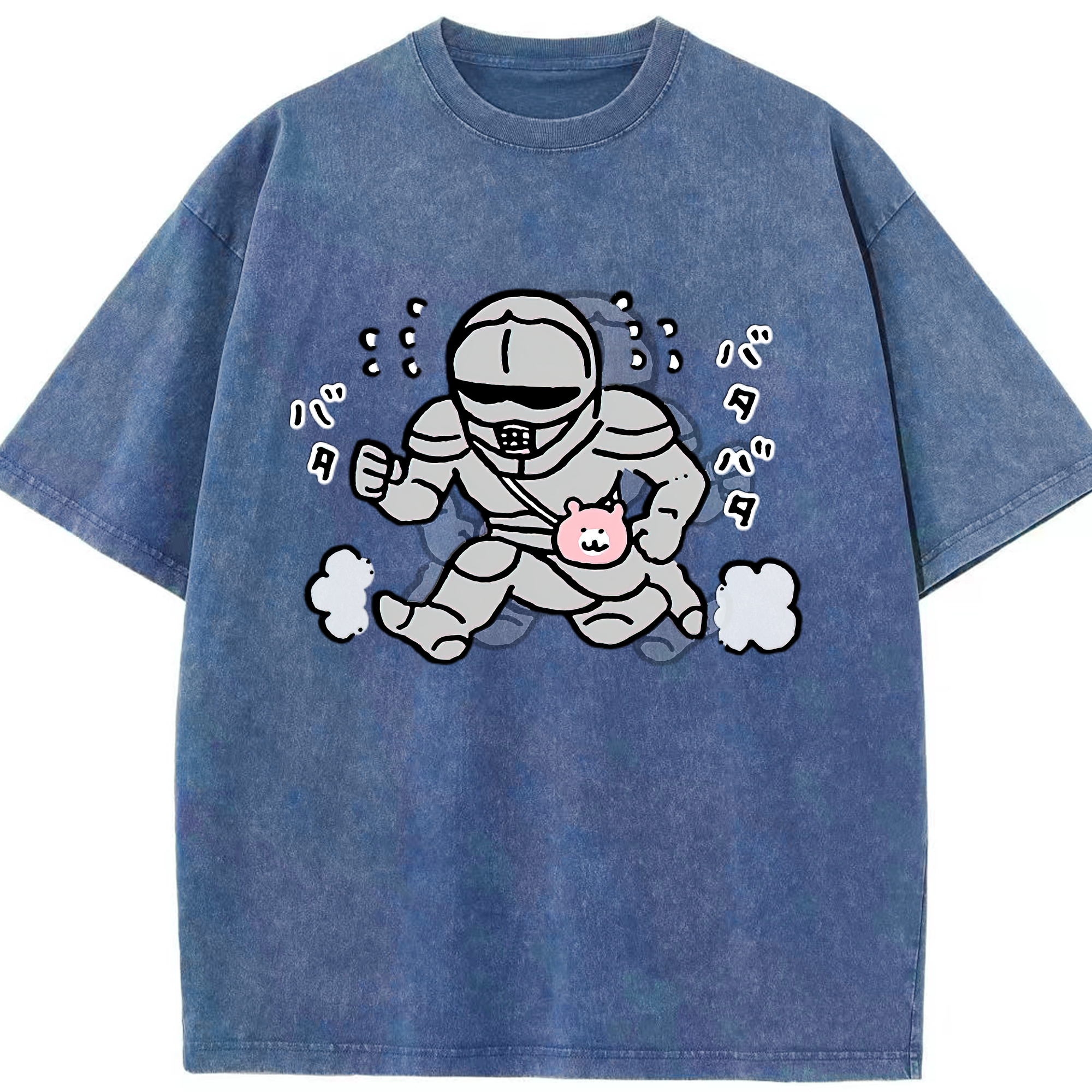（画像用） ちいかわ 労働の鎧さん Chii-kawa Mr. Armor of Labor 綿100% ヴィンテージ風 半袖Tシャツ（フロントプリント）