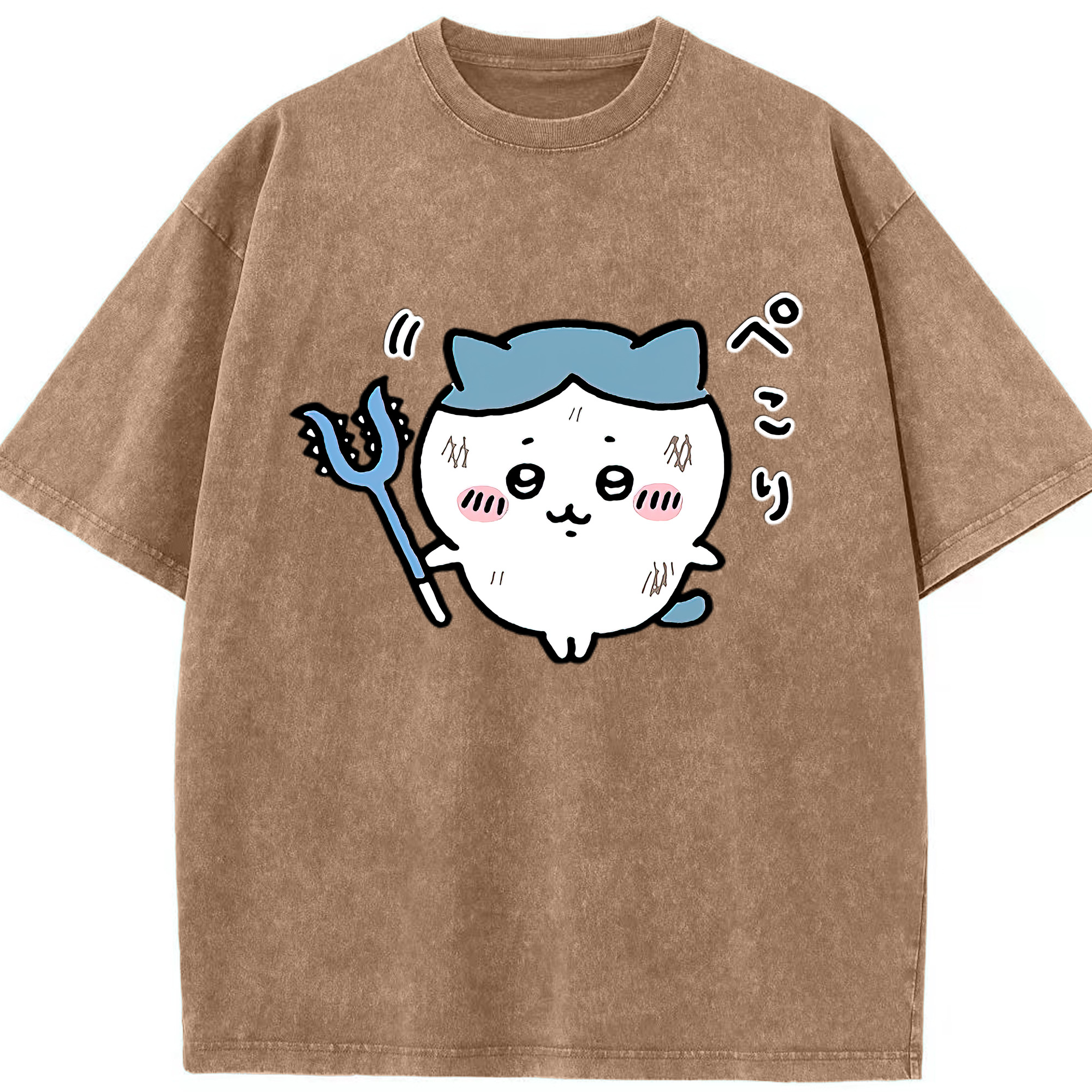 （画像用） ちいかわ ハチワレ Chii-kawa hachiware 綿100% ヴィンテージ風 半袖Tシャツ（フロントプリント）