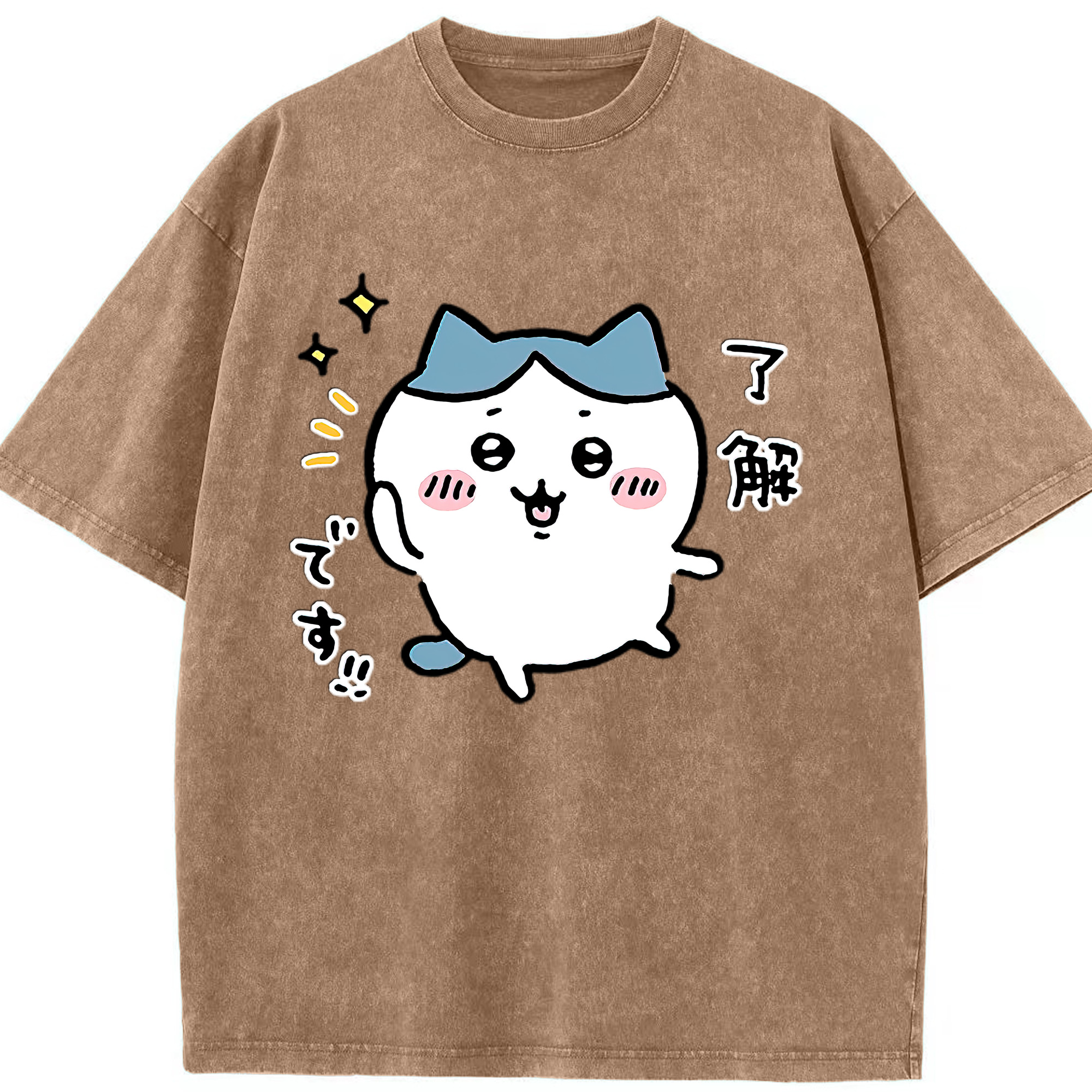 （画像用） ちいかわ ハチワレ Chii-kawa hachiware 綿100% ヴィンテージ風 半袖Tシャツ（フロントプリント）