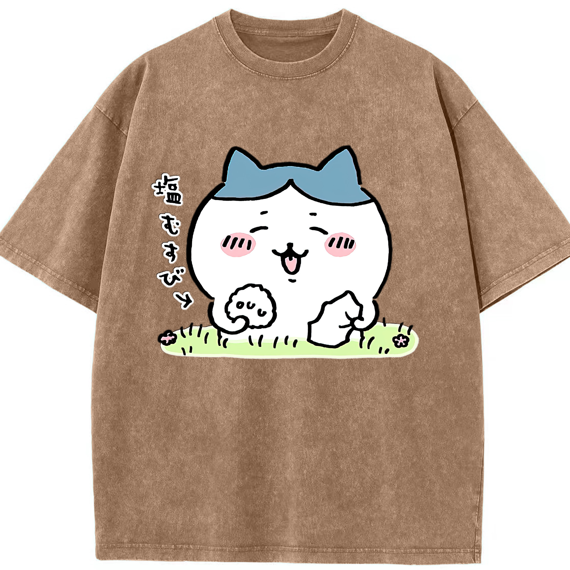 （画像用） ちいかわ ハチワレ Chii-kawa hachiware 綿100% ヴィンテージ風 半袖Tシャツ（フロントプリント）
