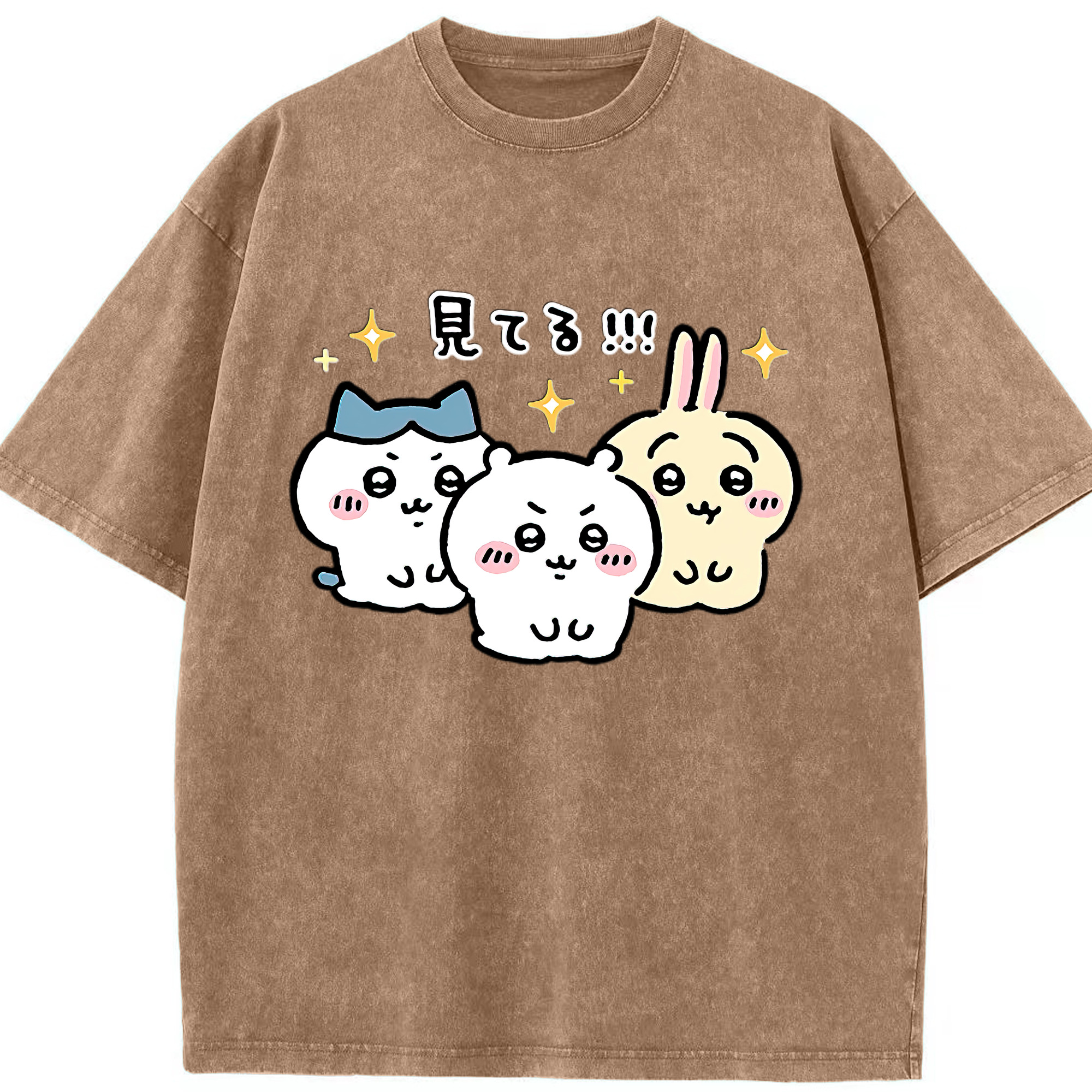（画像用） ちいかわ ハチワレ Chii-kawa hachiware 綿100% ヴィンテージ風 半袖Tシャツ（フロントプリント）