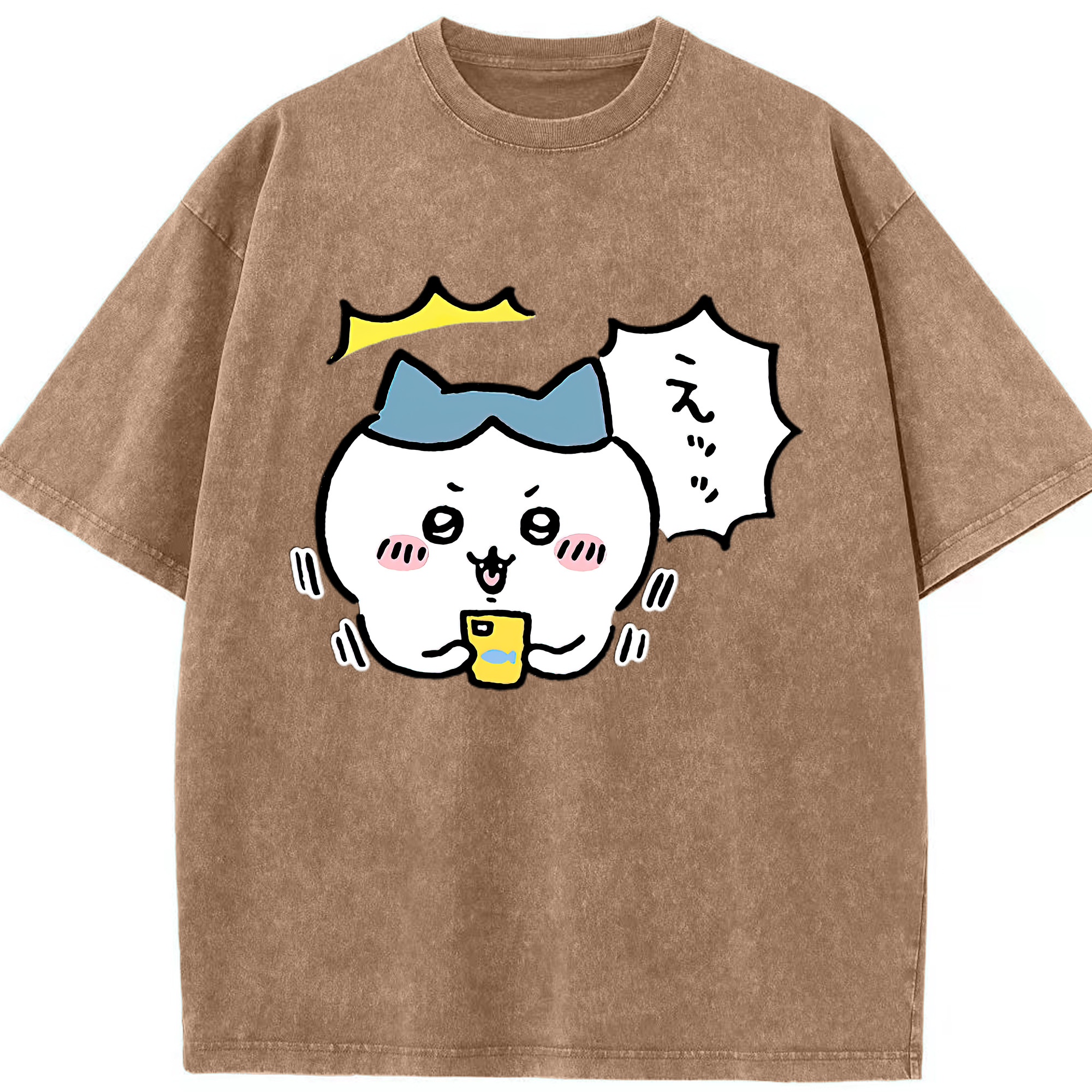 （画像用） ちいかわ ハチワレ Chii-kawa hachiware 綿100% ヴィンテージ風 半袖Tシャツ（フロントプリント）
