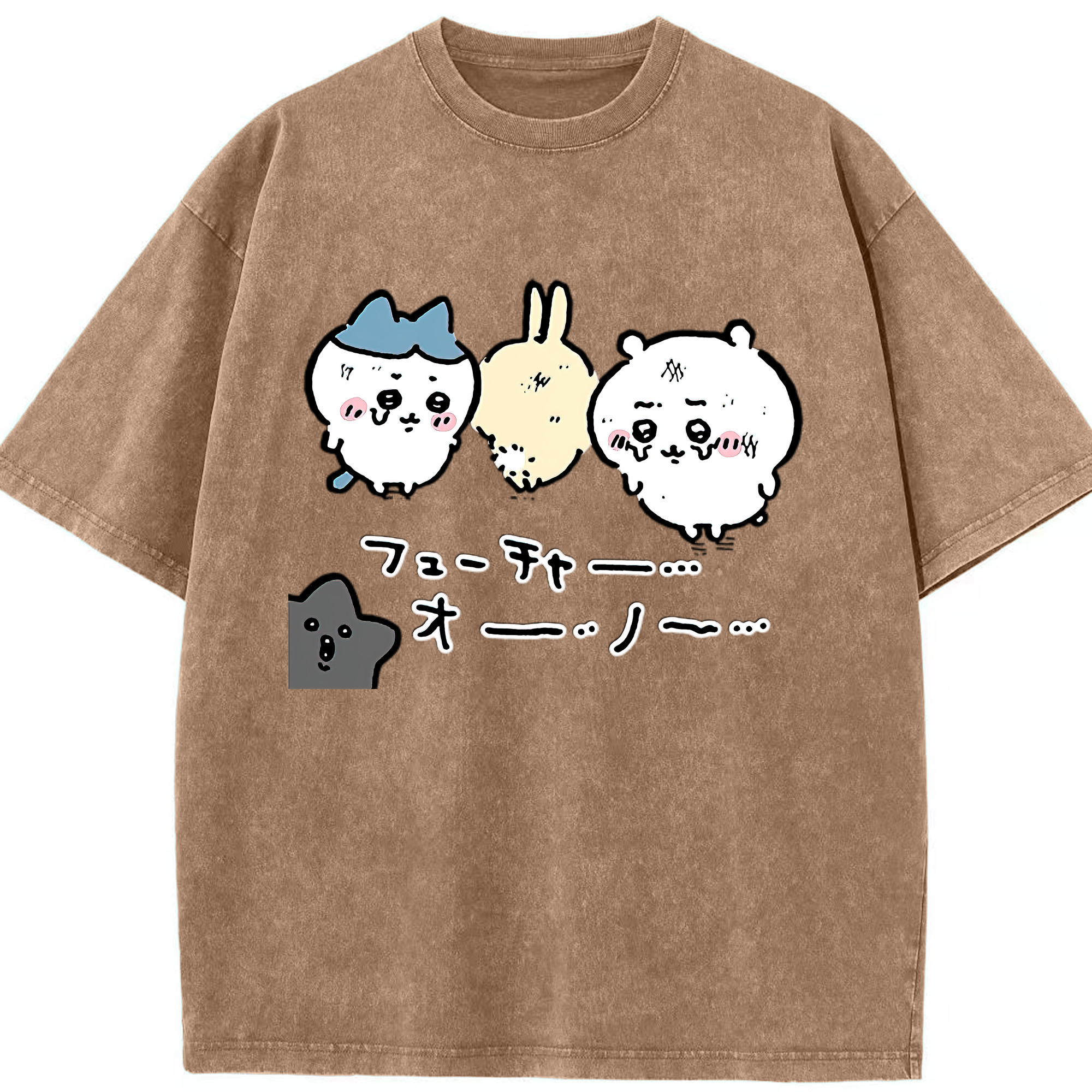 （画像用） ちいかわ ハチワレ Chii-kawa hachiware 綿100% ヴィンテージ風 半袖Tシャツ（フロントプリント）