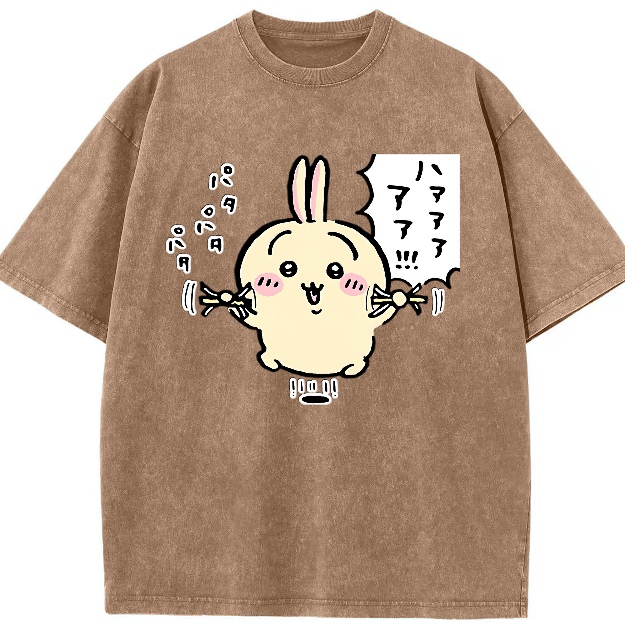 （画像用） ちいかわ うさぎ Chii-kawa usagi 綿100% ヴィンテージ風 半袖Tシャツ（フロントプリント）