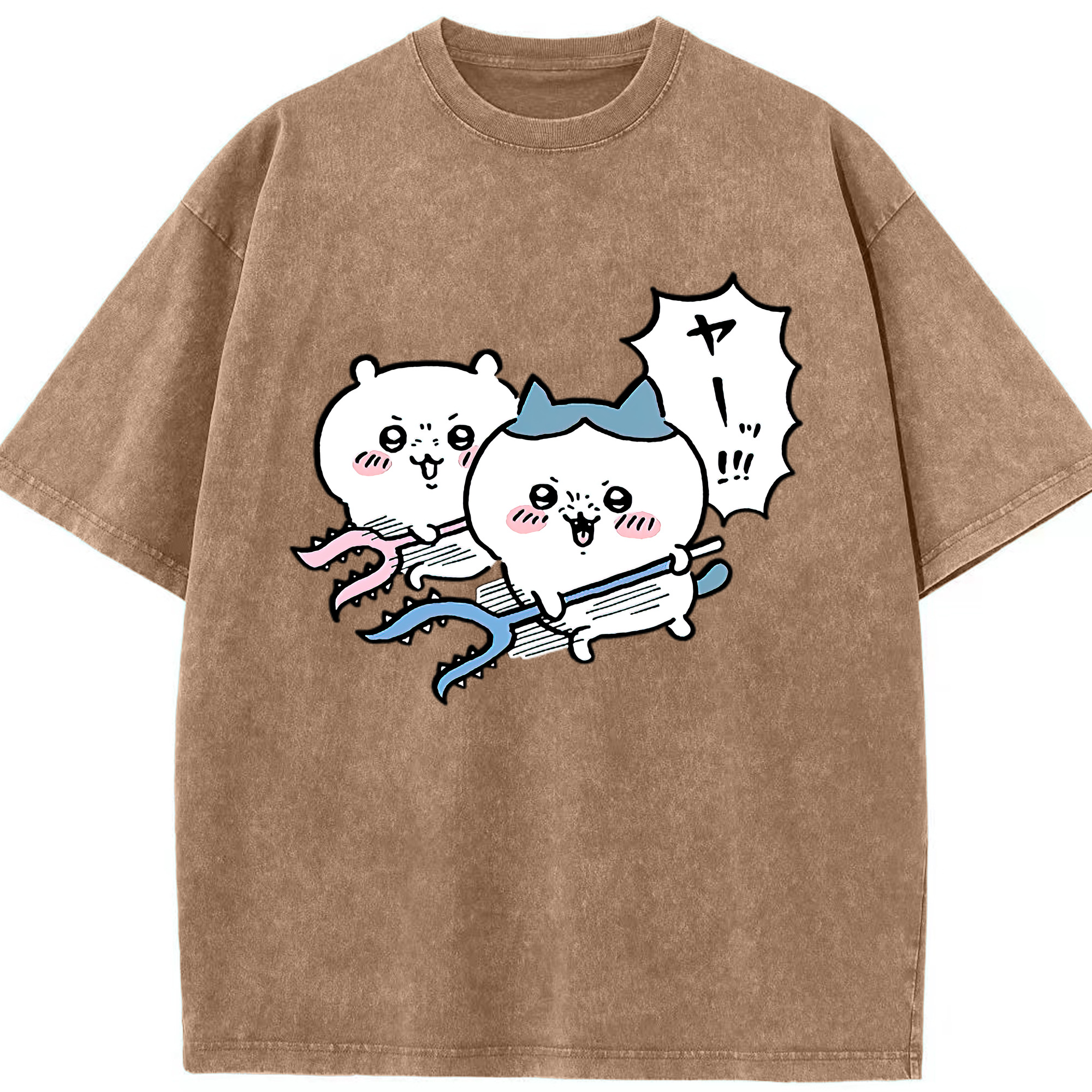 （画像用） ちいかわ ハチワレ Chii-kawa hachiware 綿100% ヴィンテージ風 半袖Tシャツ（フロントプリント）