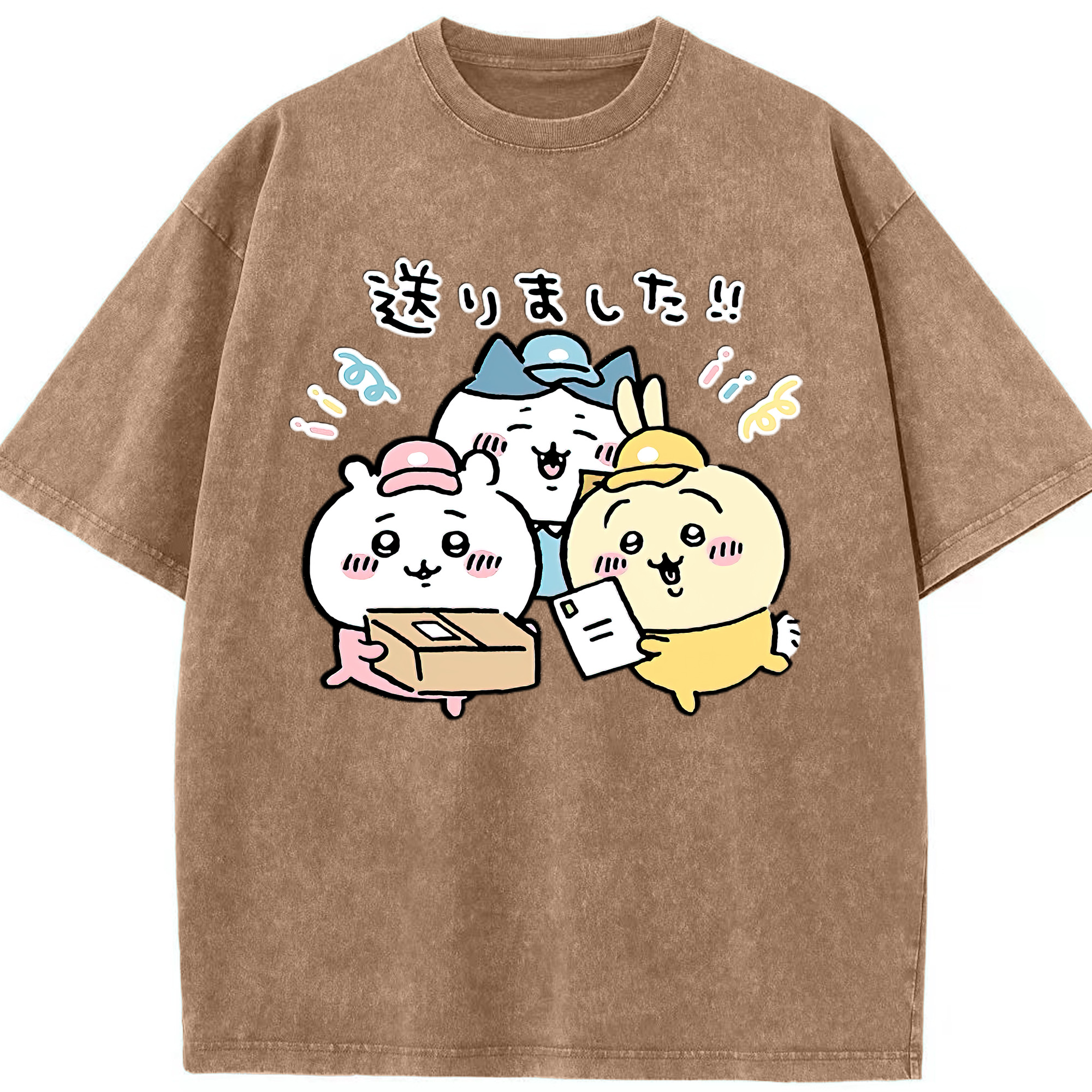 （画像用） ちいかわ ハチワレ Chii-kawa hachiware 綿100% ヴィンテージ風 半袖Tシャツ（フロントプリント）
