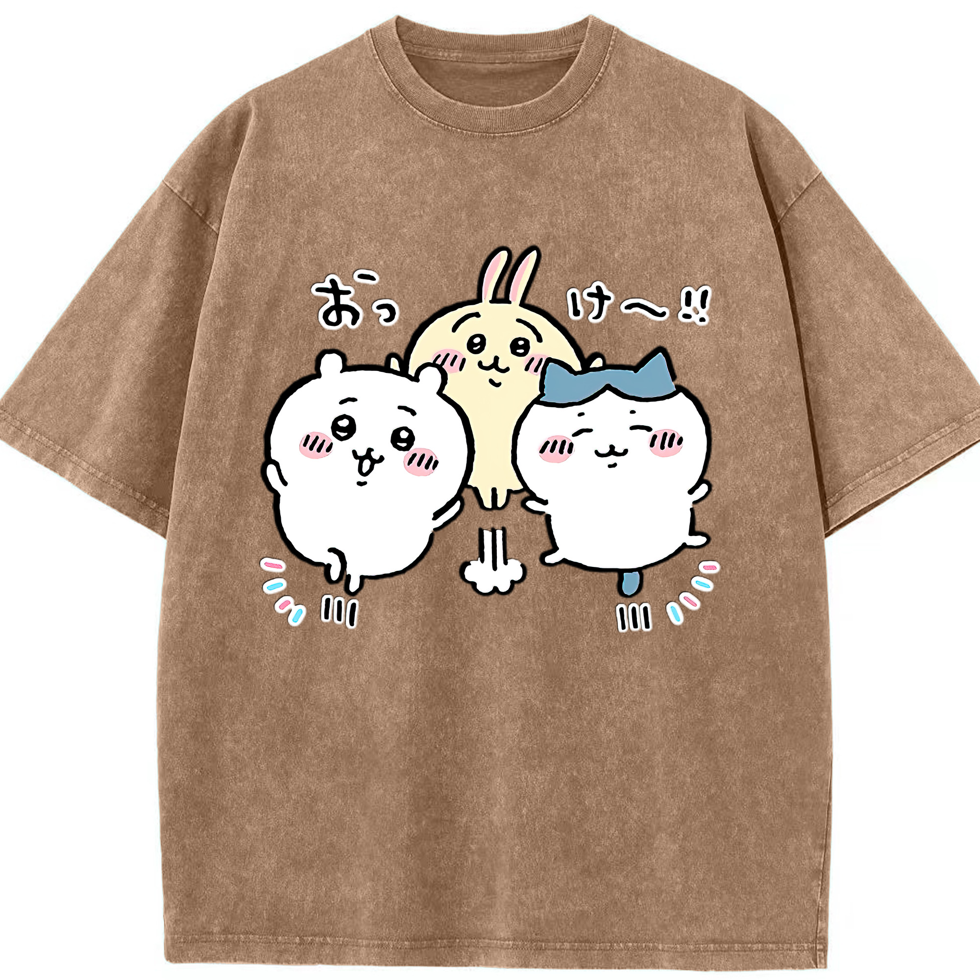 （画像用） ちいかわ ちいかわ Chii-kawa chiikawa 綿100% ヴィンテージ風 半袖Tシャツ（フロントプリント）