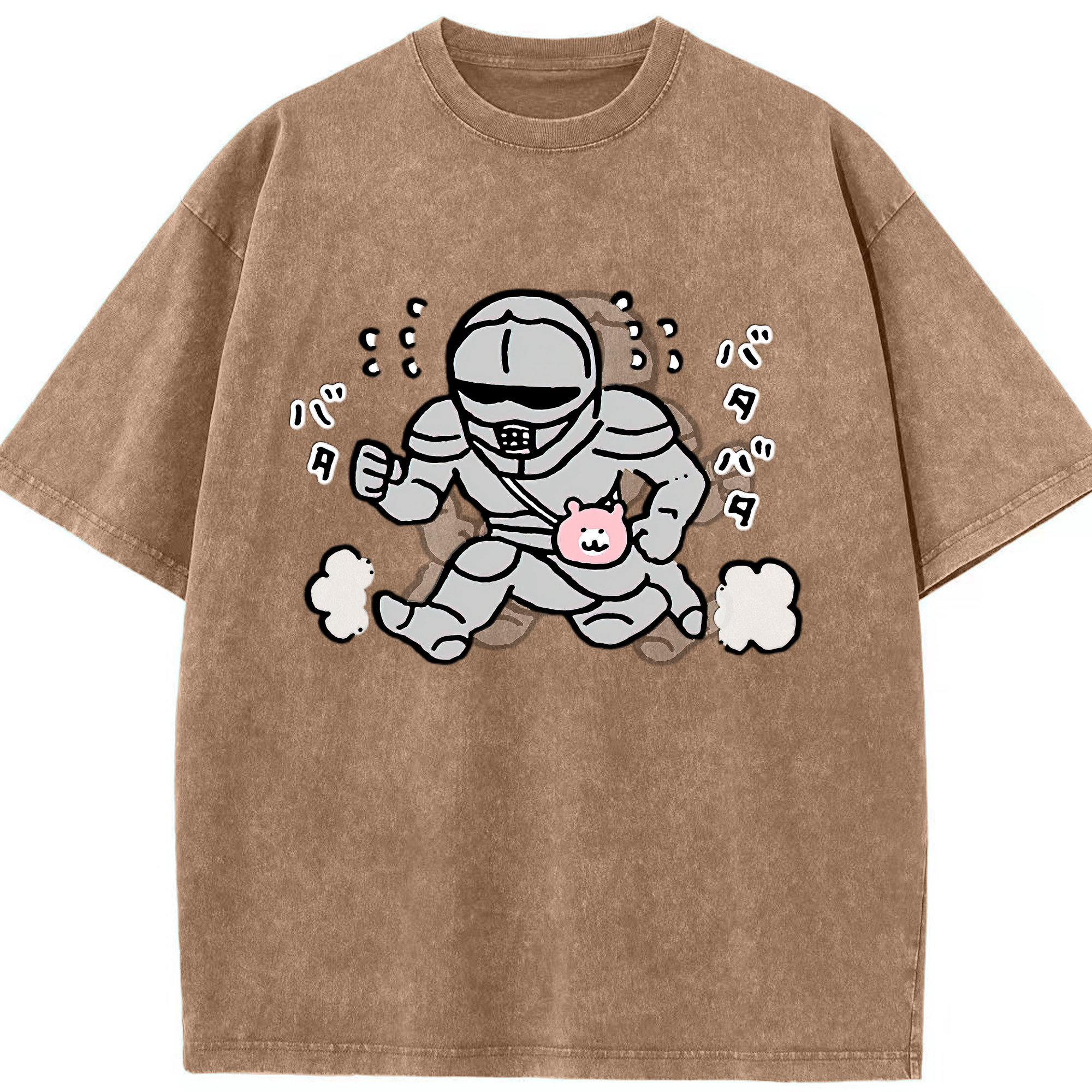 （画像用） ちいかわ 労働の鎧さん Chii-kawa Mr. Armor of Labor 綿100% ヴィンテージ風 半袖Tシャツ（フロントプリント）