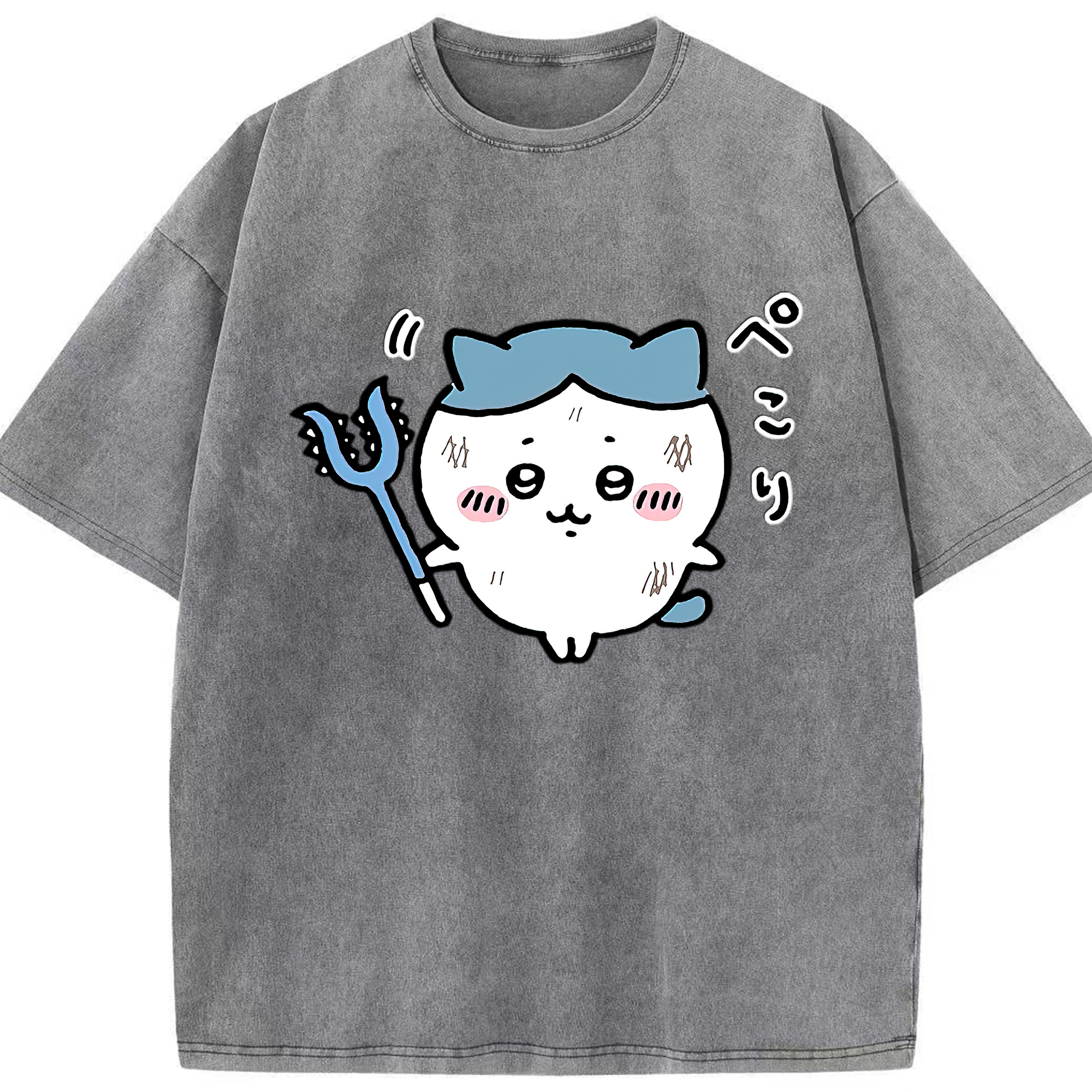 （画像用） ちいかわ ハチワレ Chii-kawa hachiware 綿100% ヴィンテージ風 半袖Tシャツ（フロントプリント）