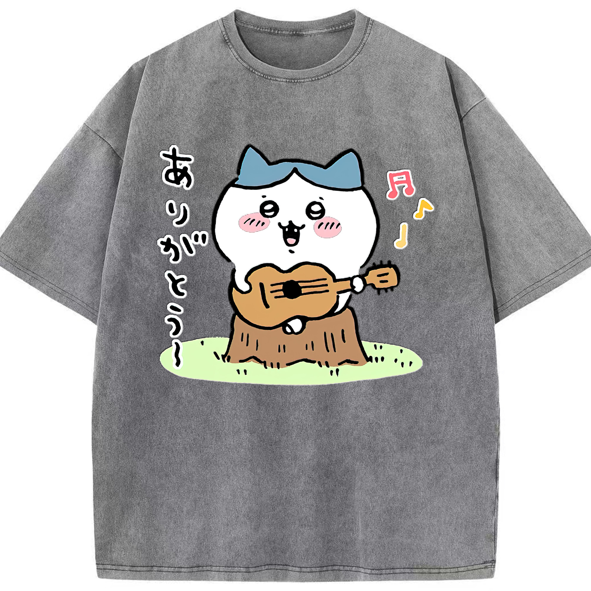 （画像用） ちいかわ ハチワレ Chii-kawa hachiware 綿100% ヴィンテージ風 半袖Tシャツ（フロントプリント）