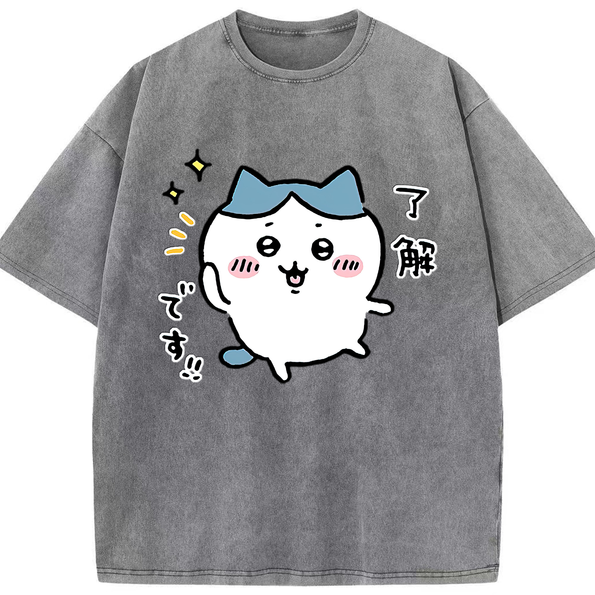 （画像用） ちいかわ ハチワレ Chii-kawa hachiware 綿100% ヴィンテージ風 半袖Tシャツ（フロントプリント）