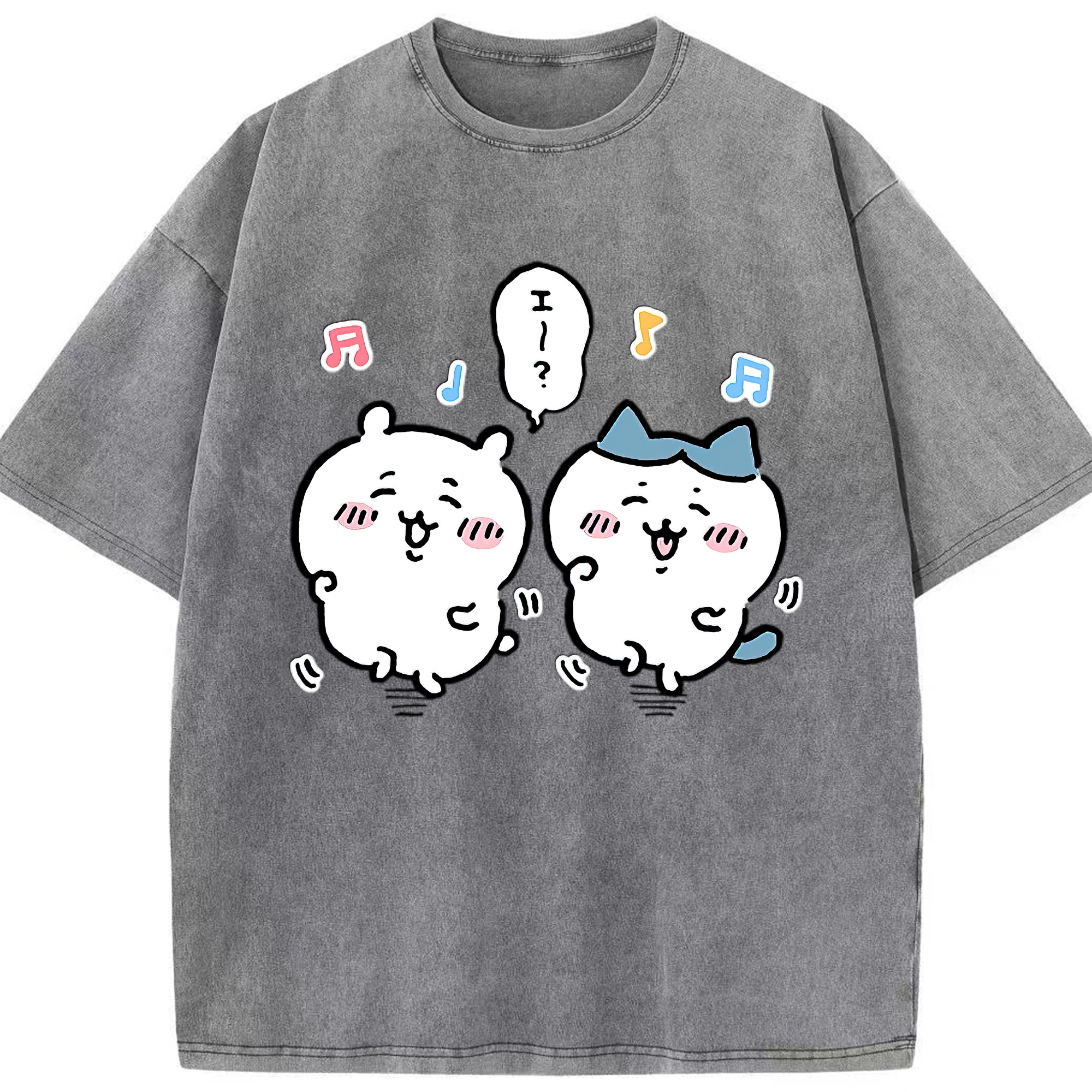 （画像用） ちいかわ ハチワレ Chii-kawa hachiware 綿100% ヴィンテージ風 半袖Tシャツ（フロントプリント）
