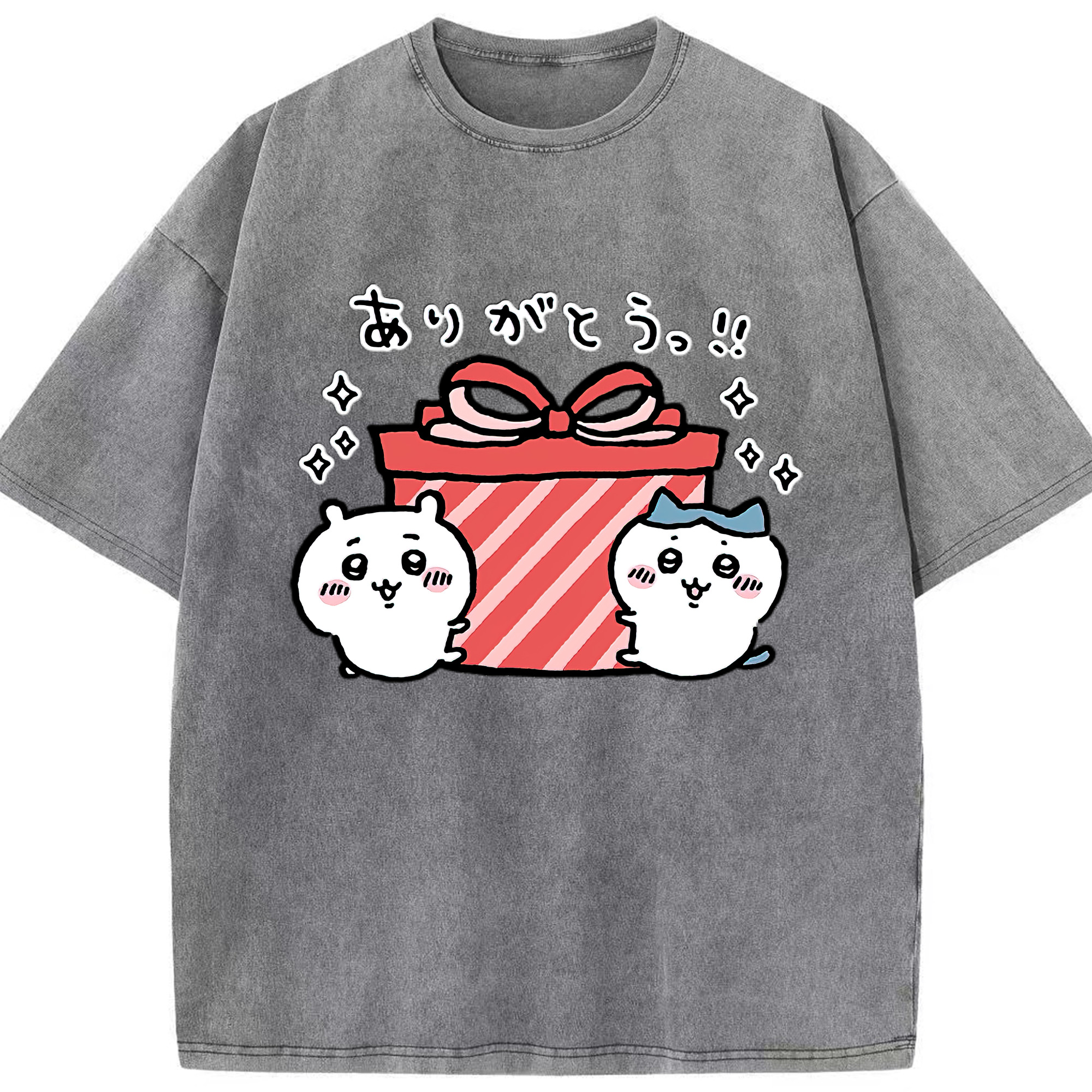 （画像用） ちいかわ ハチワレ Chii-kawa hachiware 綿100% ヴィンテージ風 半袖Tシャツ（フロントプリント）