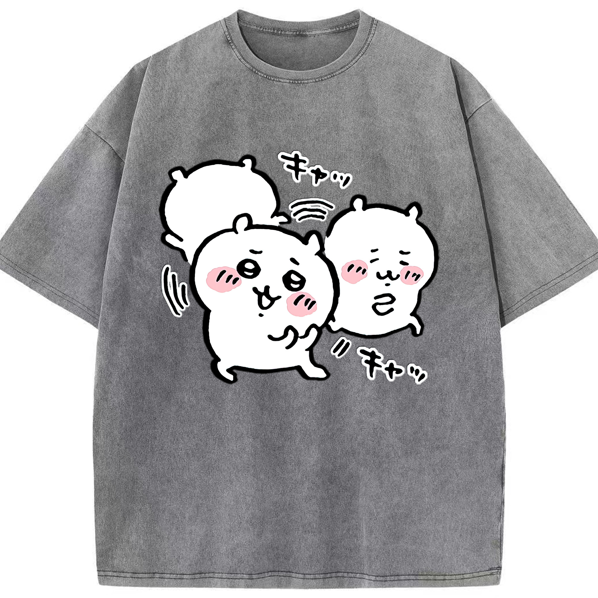 （画像用） ちいかわ ちいかわ Chii-kawa chiikawa 綿100% ヴィンテージ風 半袖Tシャツ（フロントプリント）