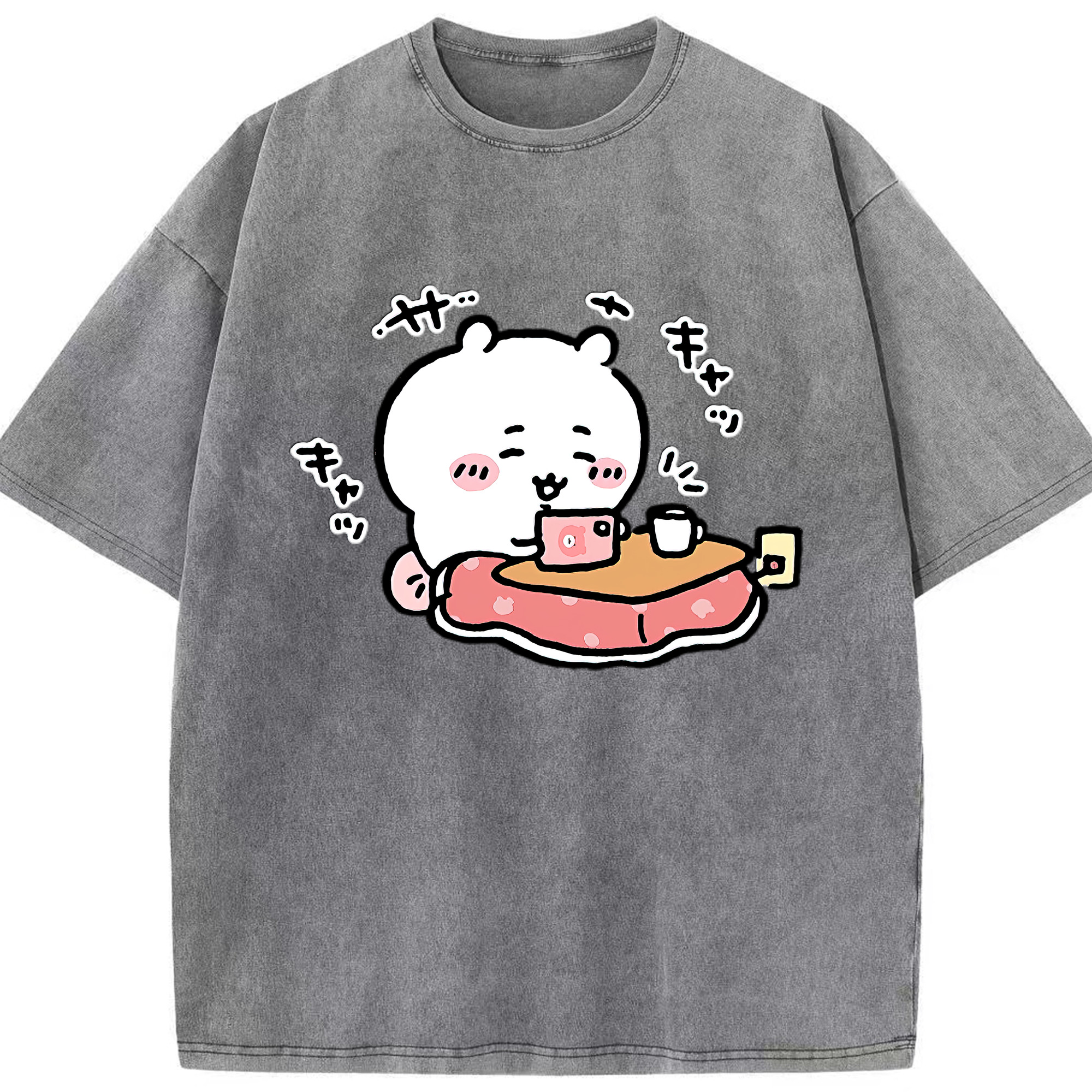 （画像用） ちいかわ ちいかわ Chii-kawa chiikawa 綿100% ヴィンテージ風 半袖Tシャツ（フロントプリント）