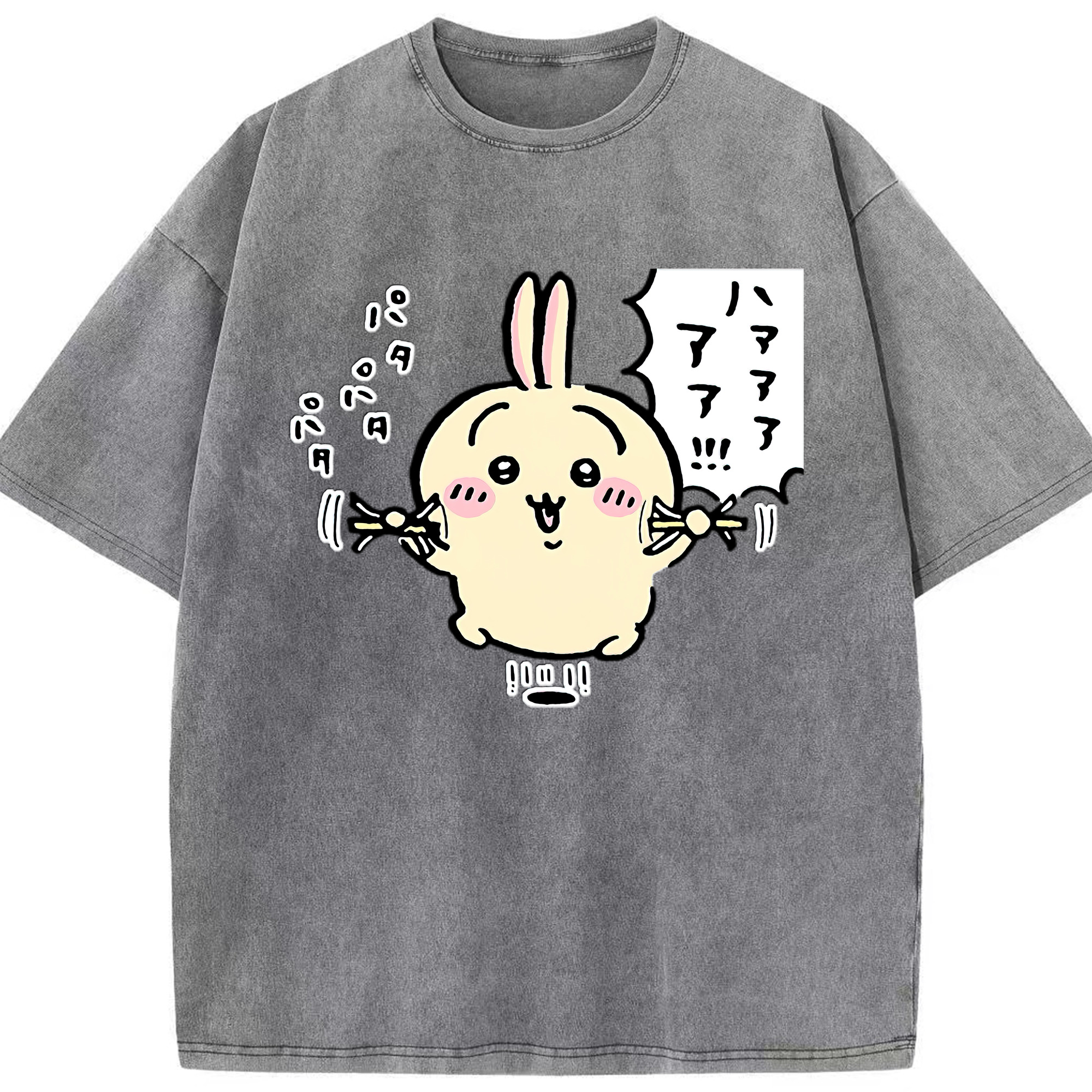 （画像用） ちいかわ うさぎ Chii-kawa usagi 綿100% ヴィンテージ風 半袖Tシャツ（フロントプリント）
