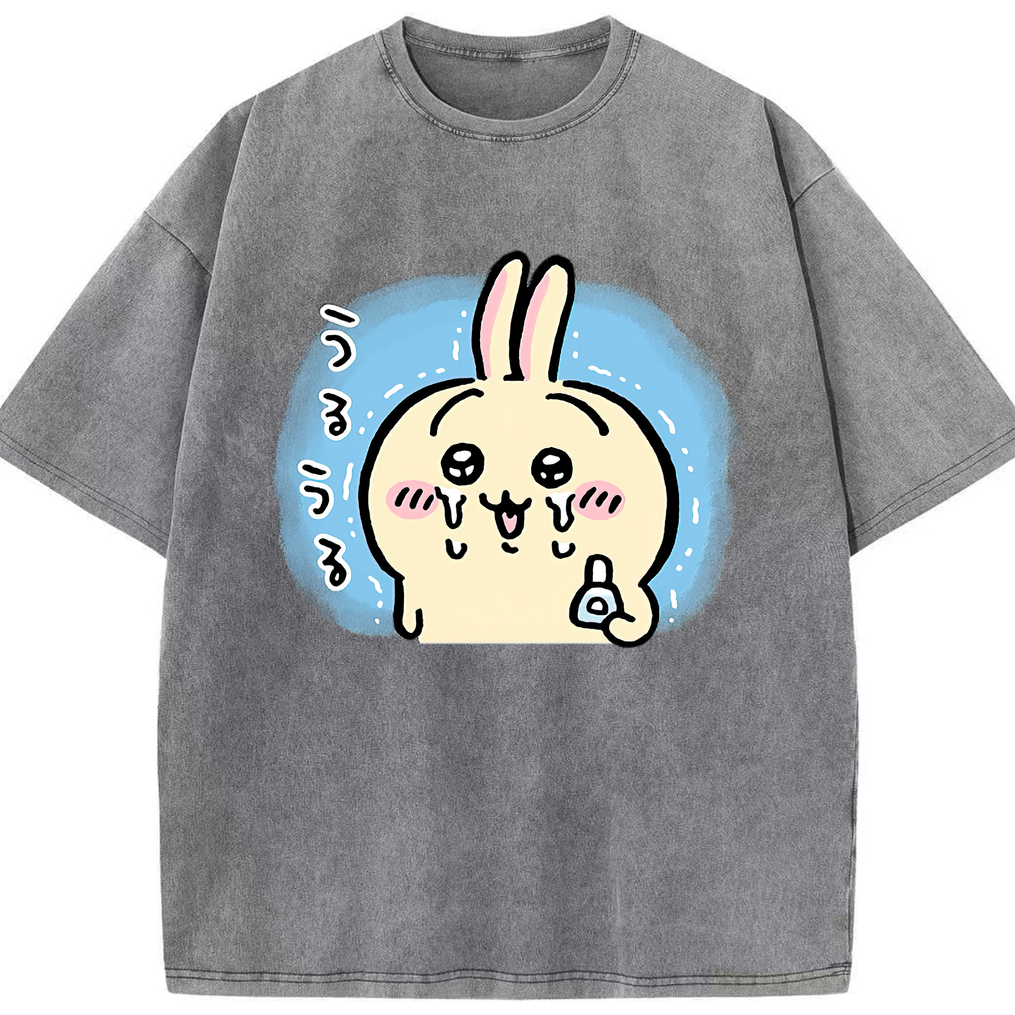（画像用） ちいかわ うさぎ Chii-kawa usagi 綿100% ヴィンテージ風 半袖Tシャツ（フロントプリント）