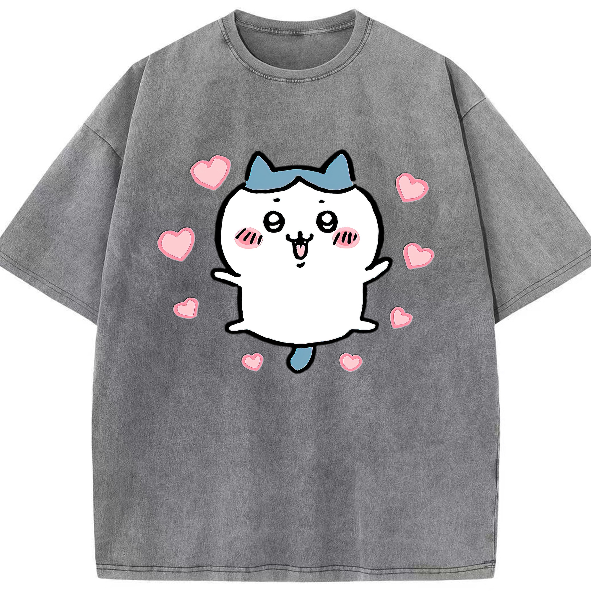 （画像用） ちいかわ ハチワレ Chii-kawa hachiware 綿100% ヴィンテージ風 半袖Tシャツ（フロントプリント）
