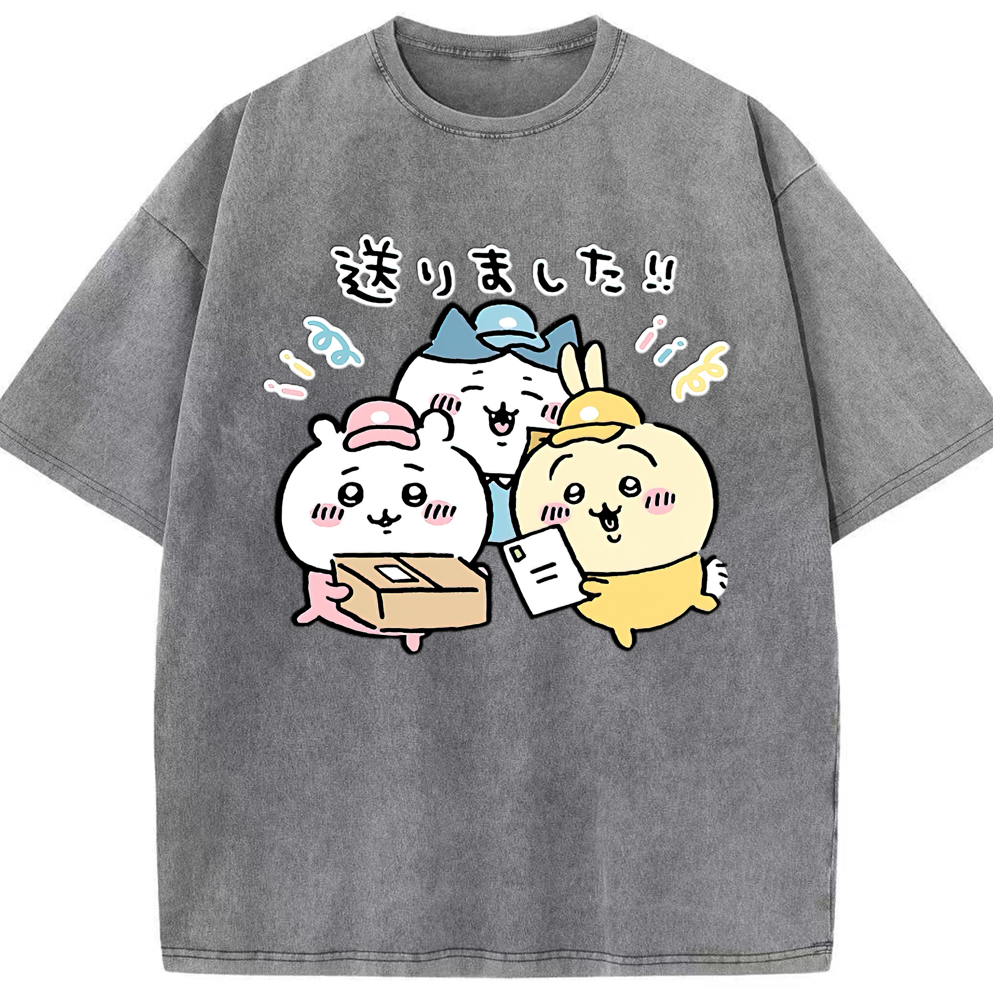 （画像用） ちいかわ ハチワレ Chii-kawa hachiware 綿100% ヴィンテージ風 半袖Tシャツ（フロントプリント）