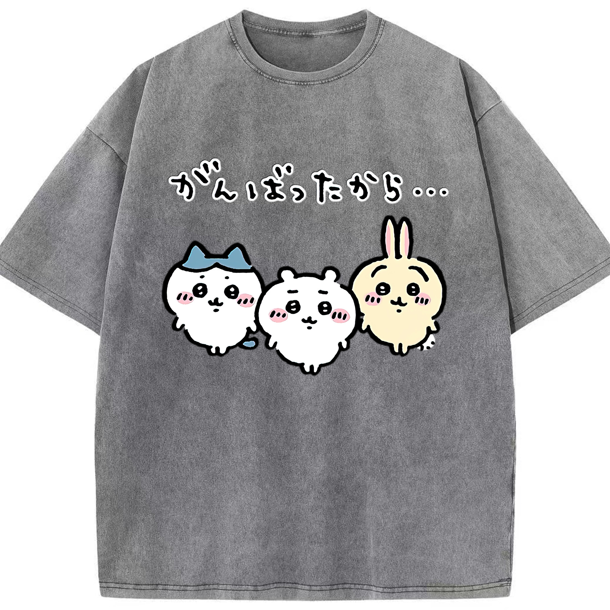 （画像用） ちいかわ ハチワレ Chii-kawa hachiware 綿100% ヴィンテージ風 半袖Tシャツ（フロントプリント）