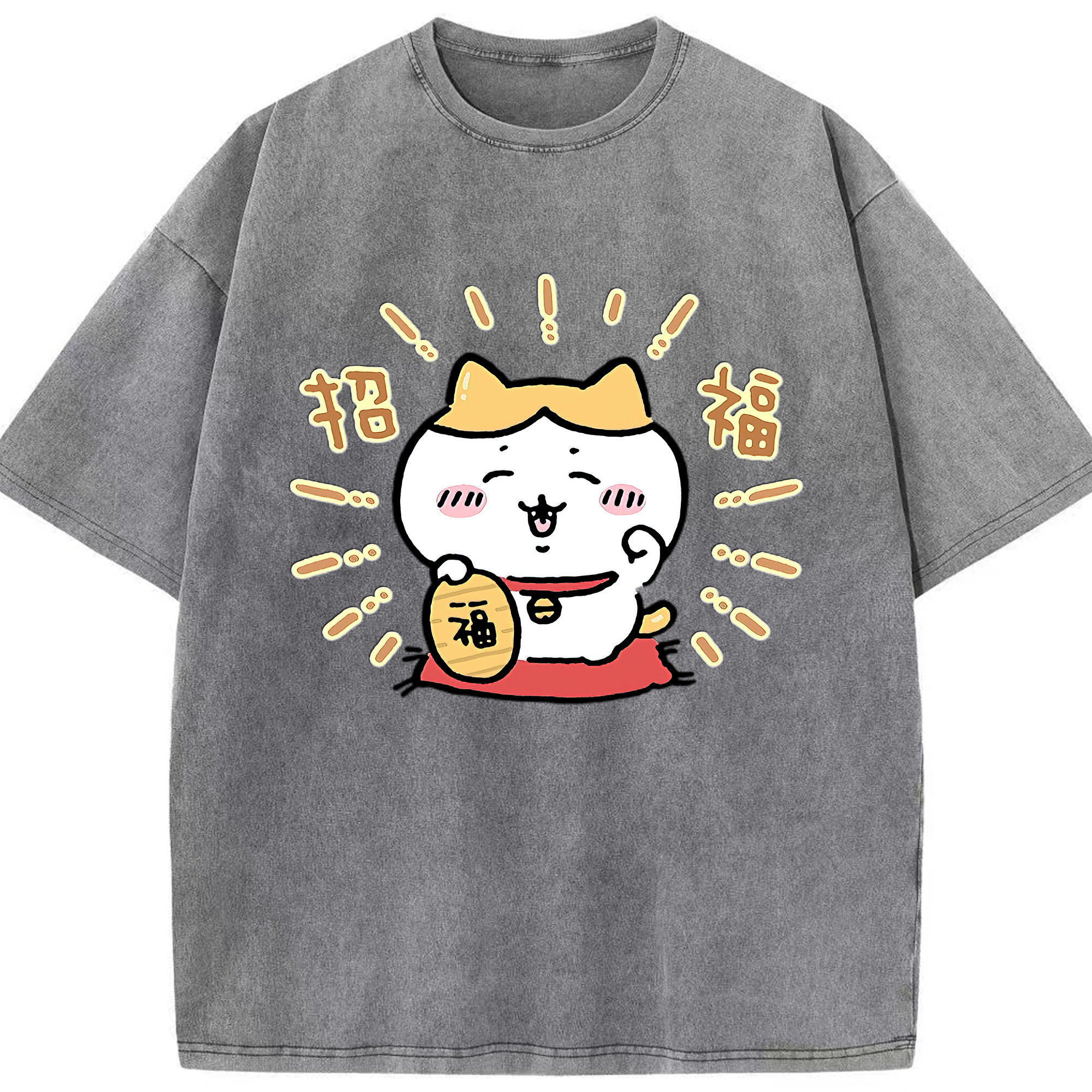（画像用） ちいかわ ハチワレ Chii-kawa hachiware 綿100% ヴィンテージ風 半袖Tシャツ（フロントプリント）