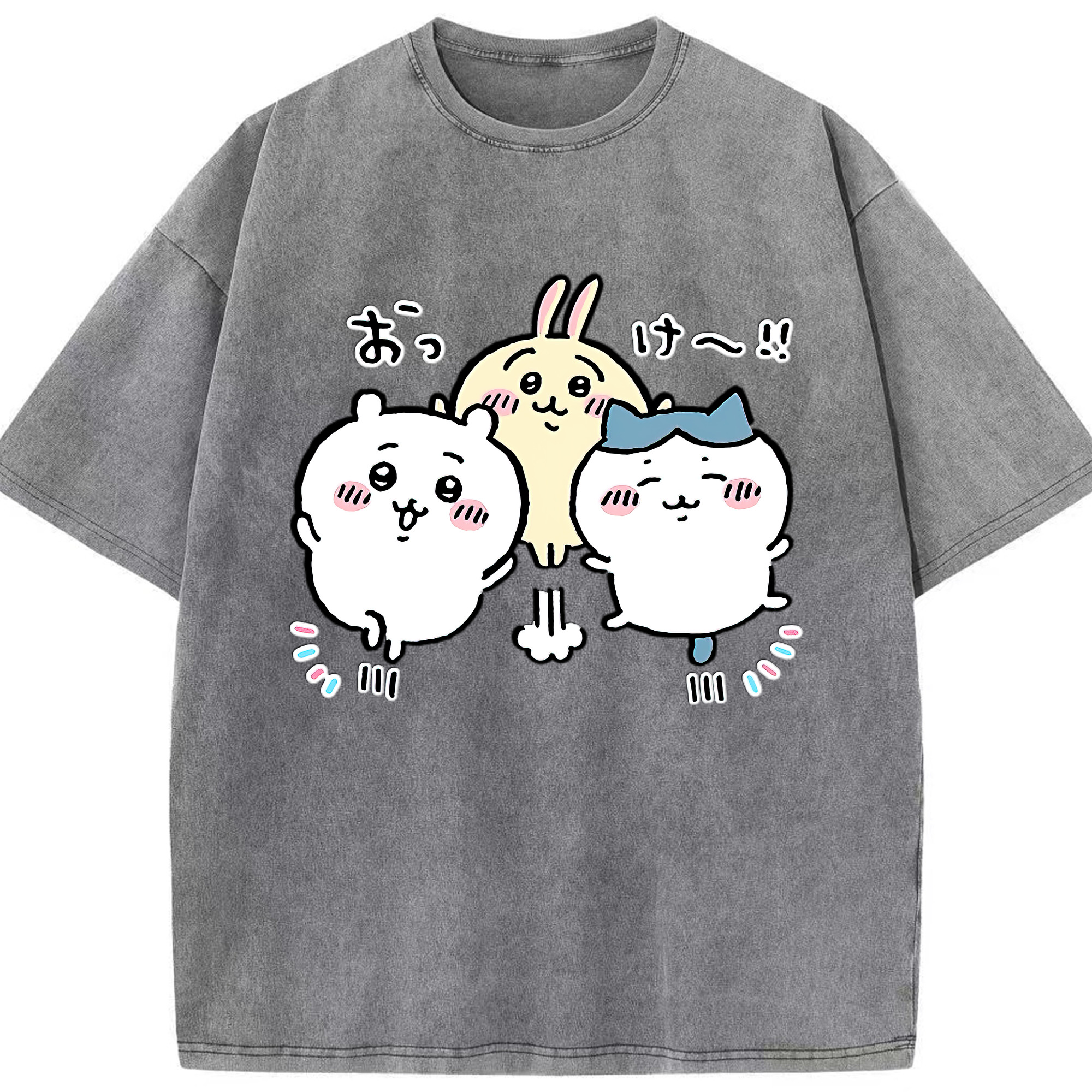 （画像用） ちいかわ ちいかわ Chii-kawa chiikawa 綿100% ヴィンテージ風 半袖Tシャツ（フロントプリント）