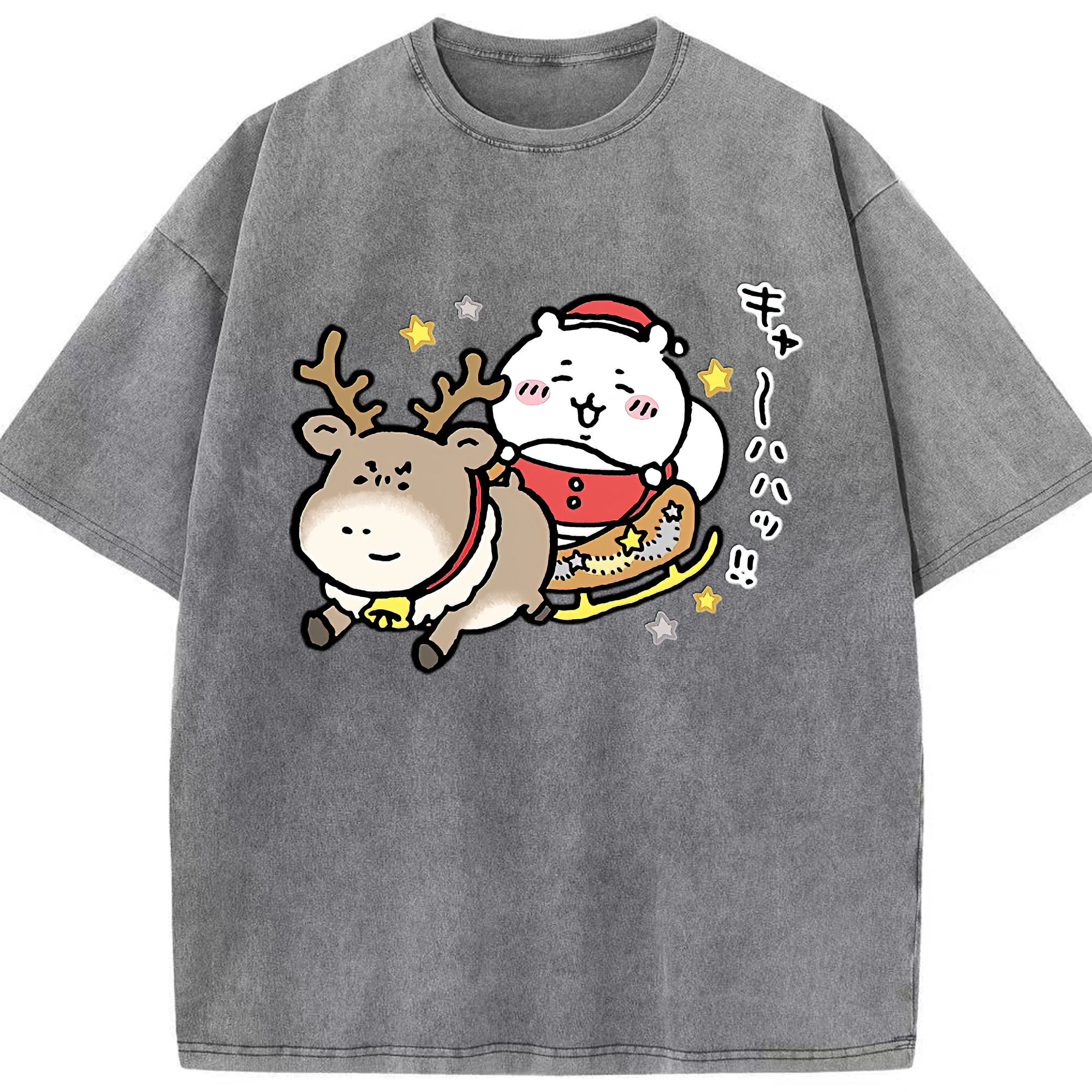 （画像用） ちいかわ ちいかわ Chii-kawa chiikawa 綿100% ヴィンテージ風 半袖Tシャツ（フロントプリント）