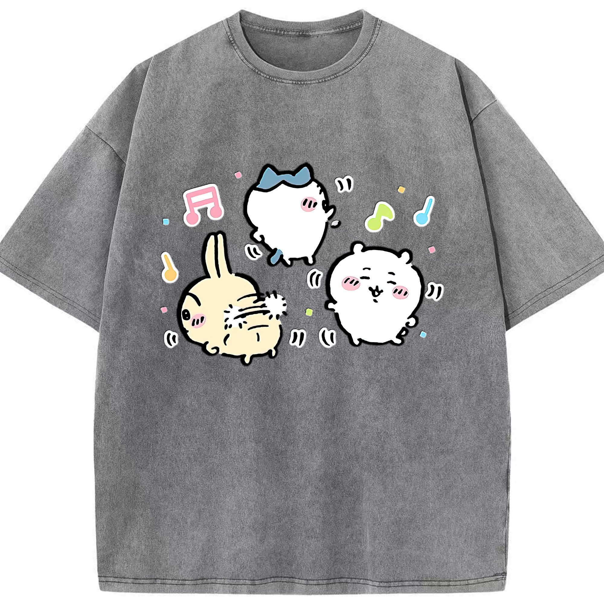 （画像用） ちいかわ うさぎ Chii-kawa usagi 綿100% ヴィンテージ風 半袖Tシャツ（フロントプリント）