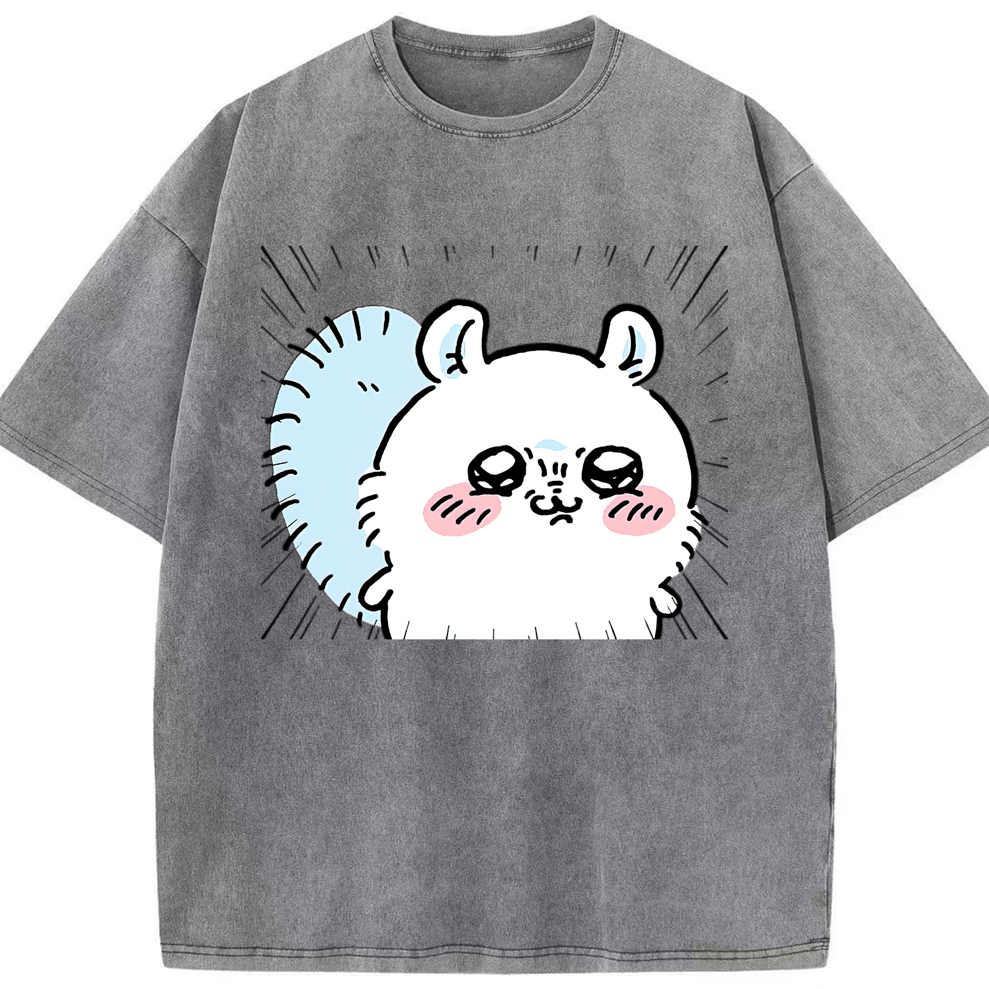 （画像用） ちいかわ モモンガ Chii-kawa Momonga 綿100% ヴィンテージ風 半袖Tシャツ（フロントプリント）