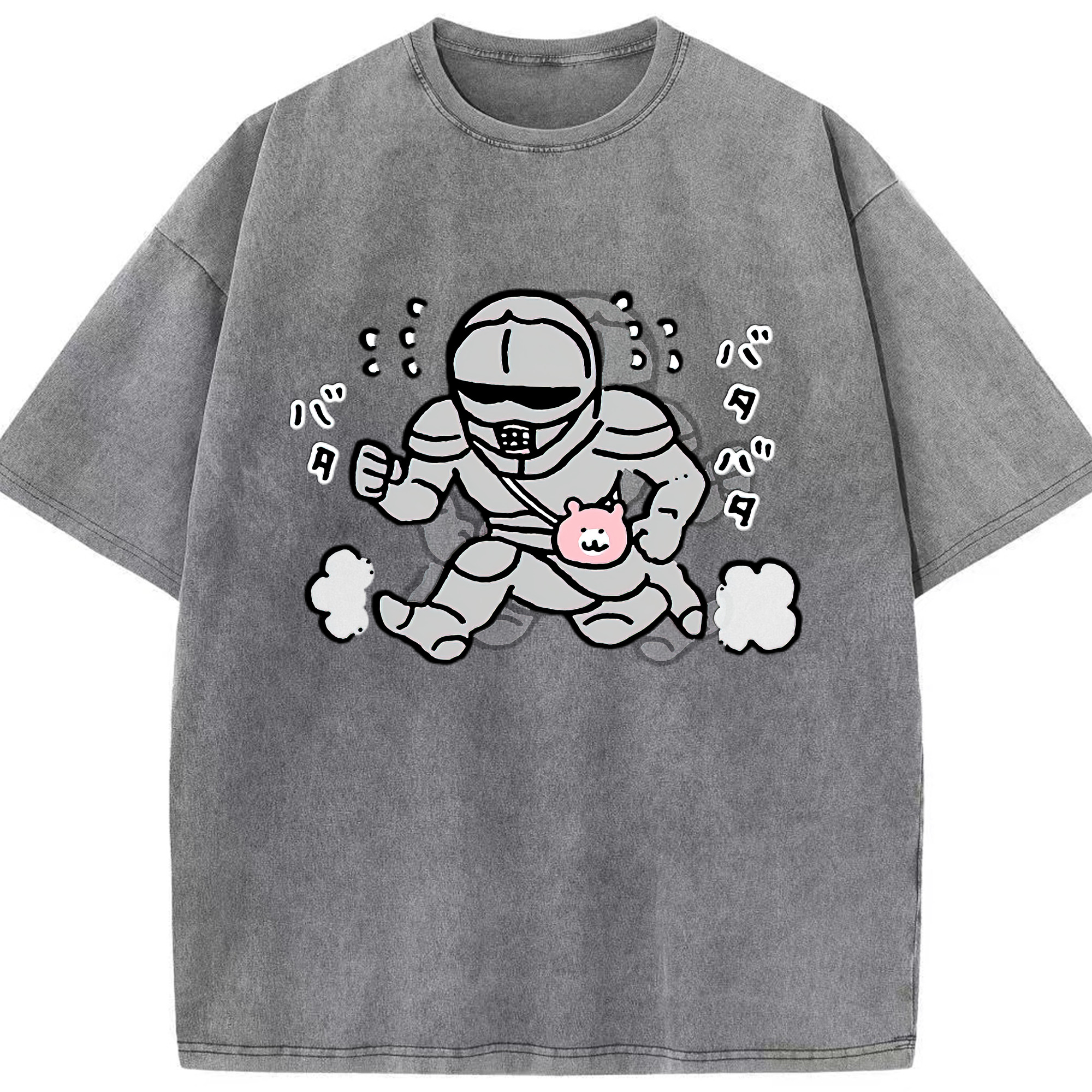 （画像用） ちいかわ 労働の鎧さん Chii-kawa Mr. Armor of Labor 綿100% ヴィンテージ風 半袖Tシャツ（フロントプリント）