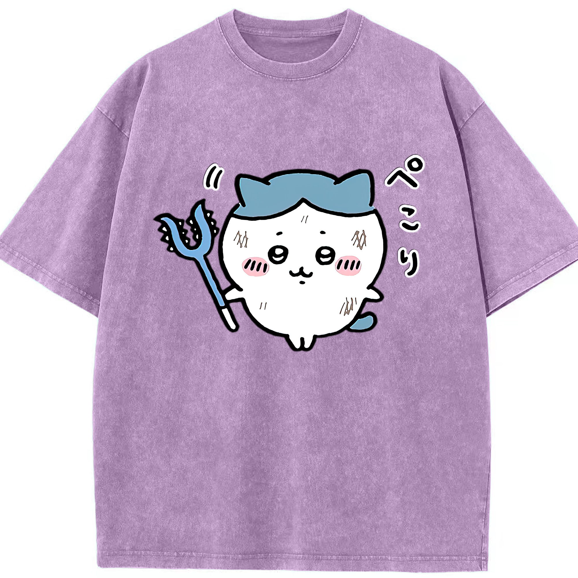 （画像用） ちいかわ ハチワレ Chii-kawa hachiware 綿100% ヴィンテージ風 半袖Tシャツ（フロントプリント）