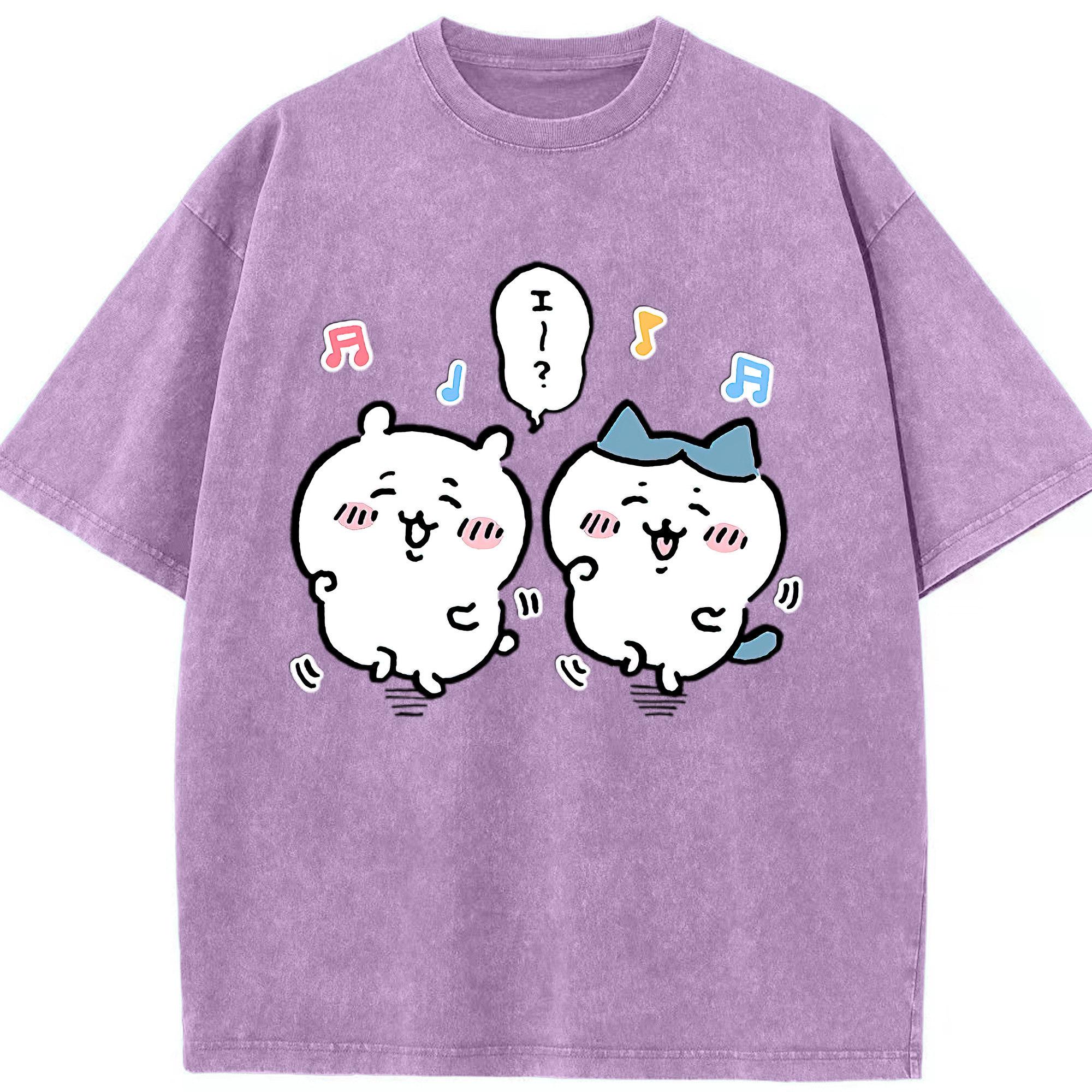 （画像用） ちいかわ ハチワレ Chii-kawa hachiware 綿100% ヴィンテージ風 半袖Tシャツ（フロントプリント）