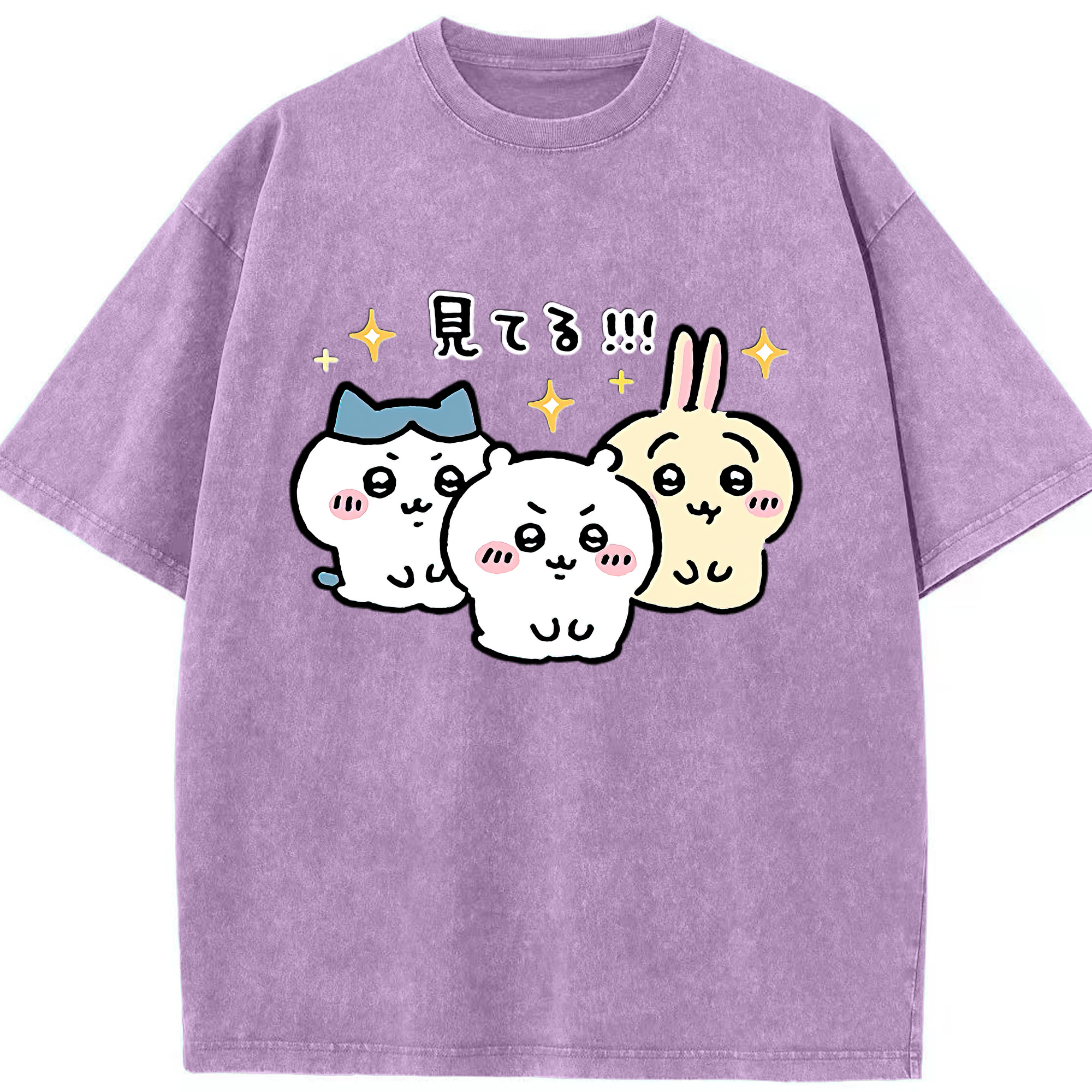 （画像用） ちいかわ ハチワレ Chii-kawa hachiware 綿100% ヴィンテージ風 半袖Tシャツ（フロントプリント）