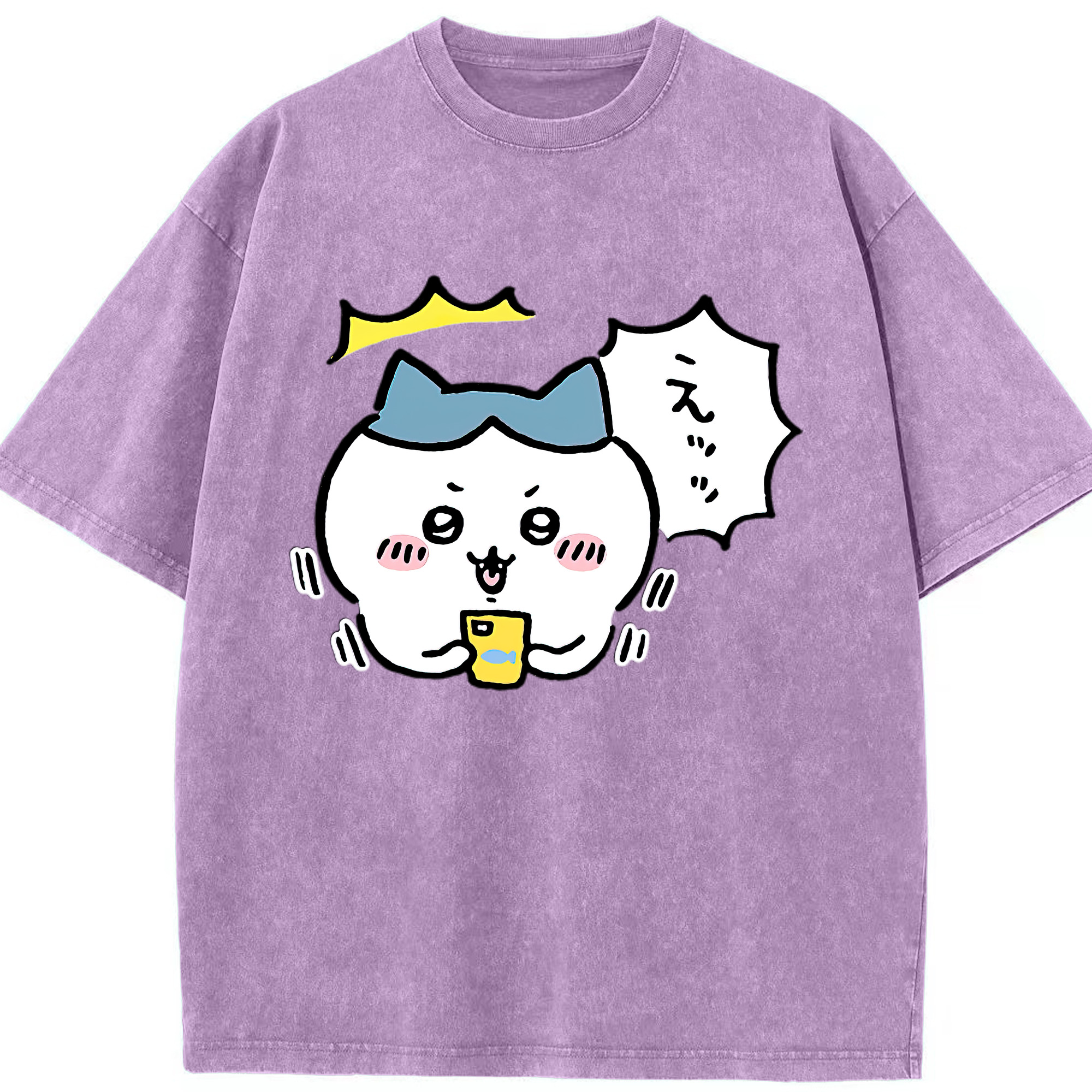 （画像用） ちいかわ ハチワレ Chii-kawa hachiware 綿100% ヴィンテージ風 半袖Tシャツ（フロントプリント）
