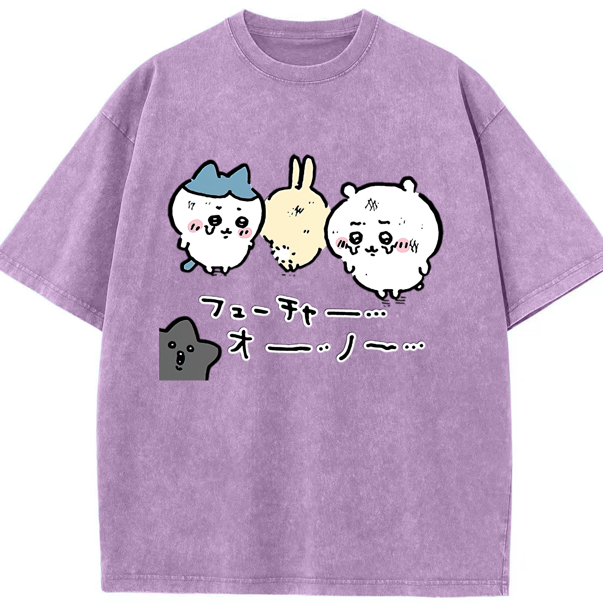 （画像用） ちいかわ ハチワレ Chii-kawa hachiware 綿100% ヴィンテージ風 半袖Tシャツ（フロントプリント）