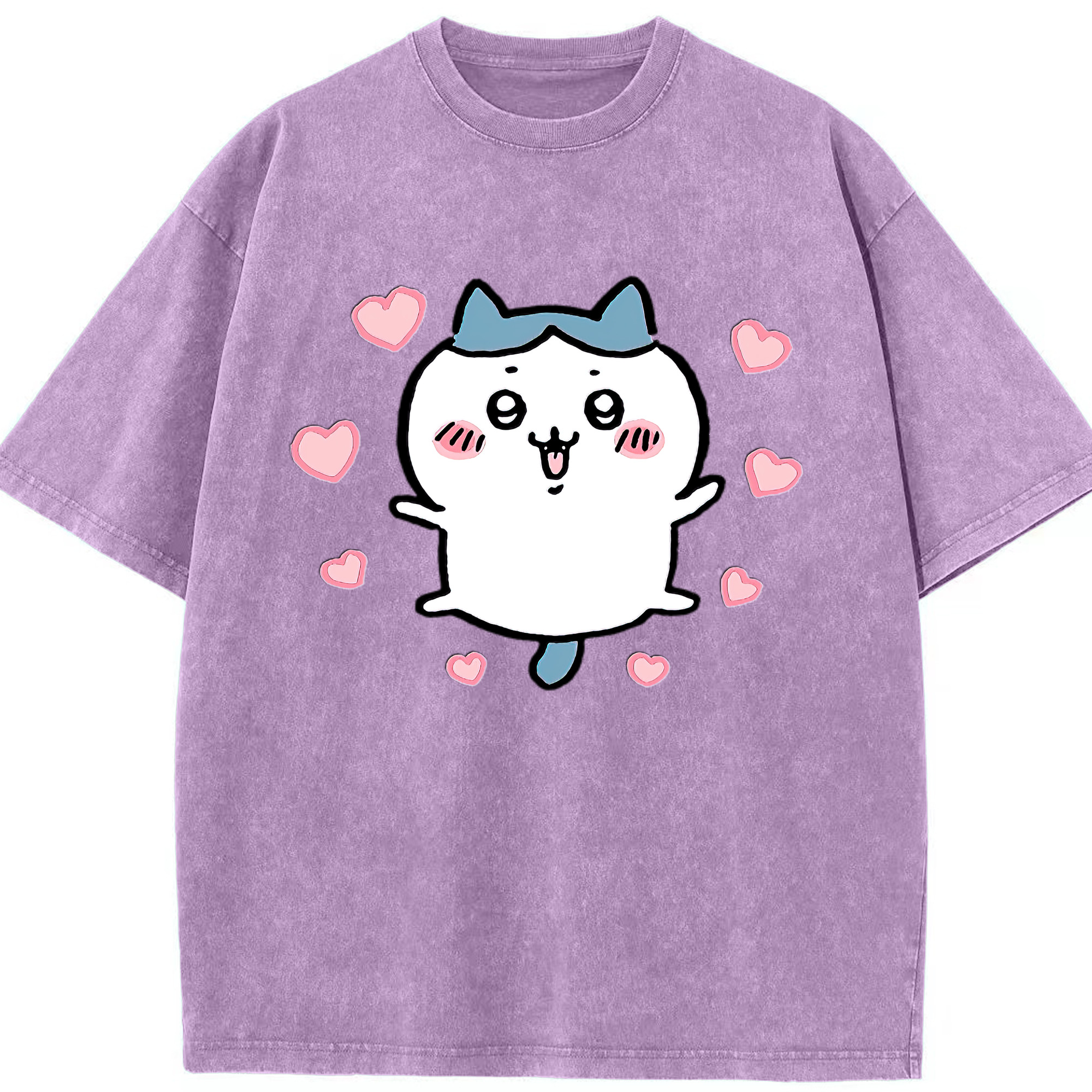 （画像用） ちいかわ ハチワレ Chii-kawa hachiware 綿100% ヴィンテージ風 半袖Tシャツ（フロントプリント）