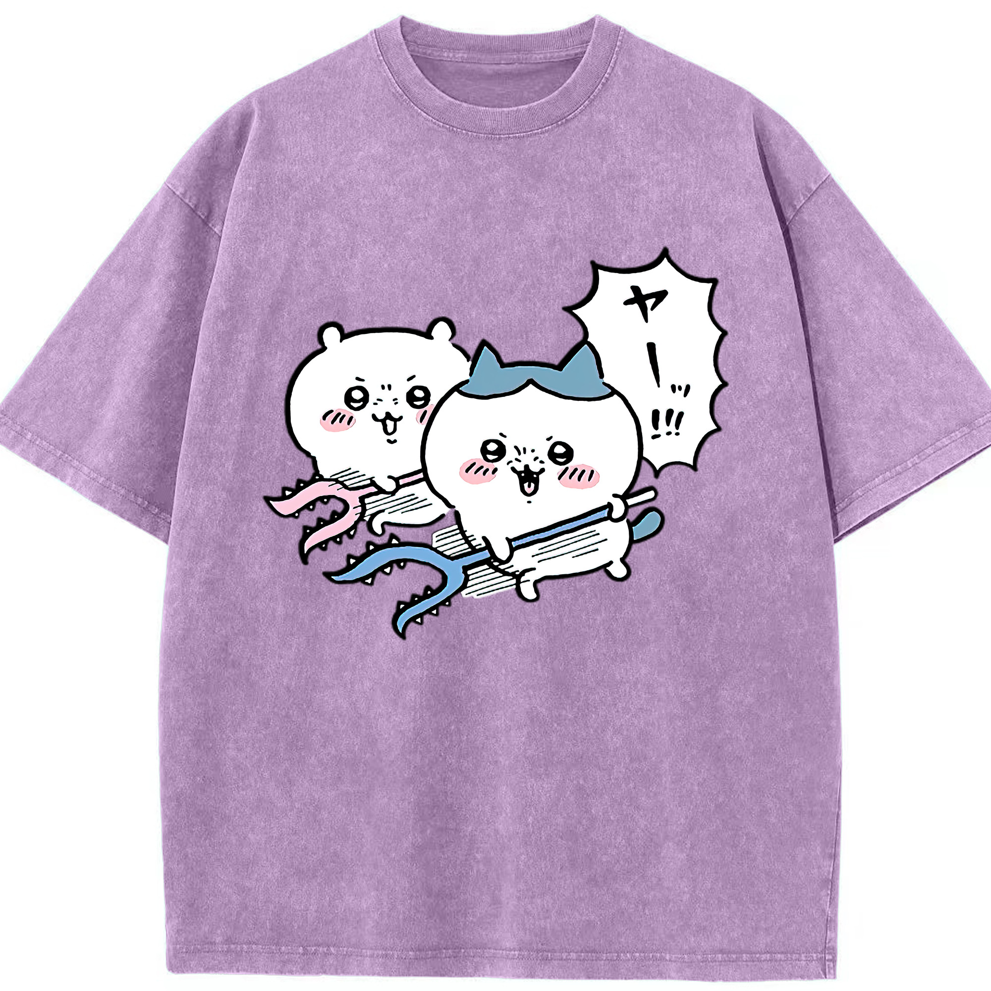（画像用） ちいかわ ハチワレ Chii-kawa hachiware 綿100% ヴィンテージ風 半袖Tシャツ（フロントプリント）
