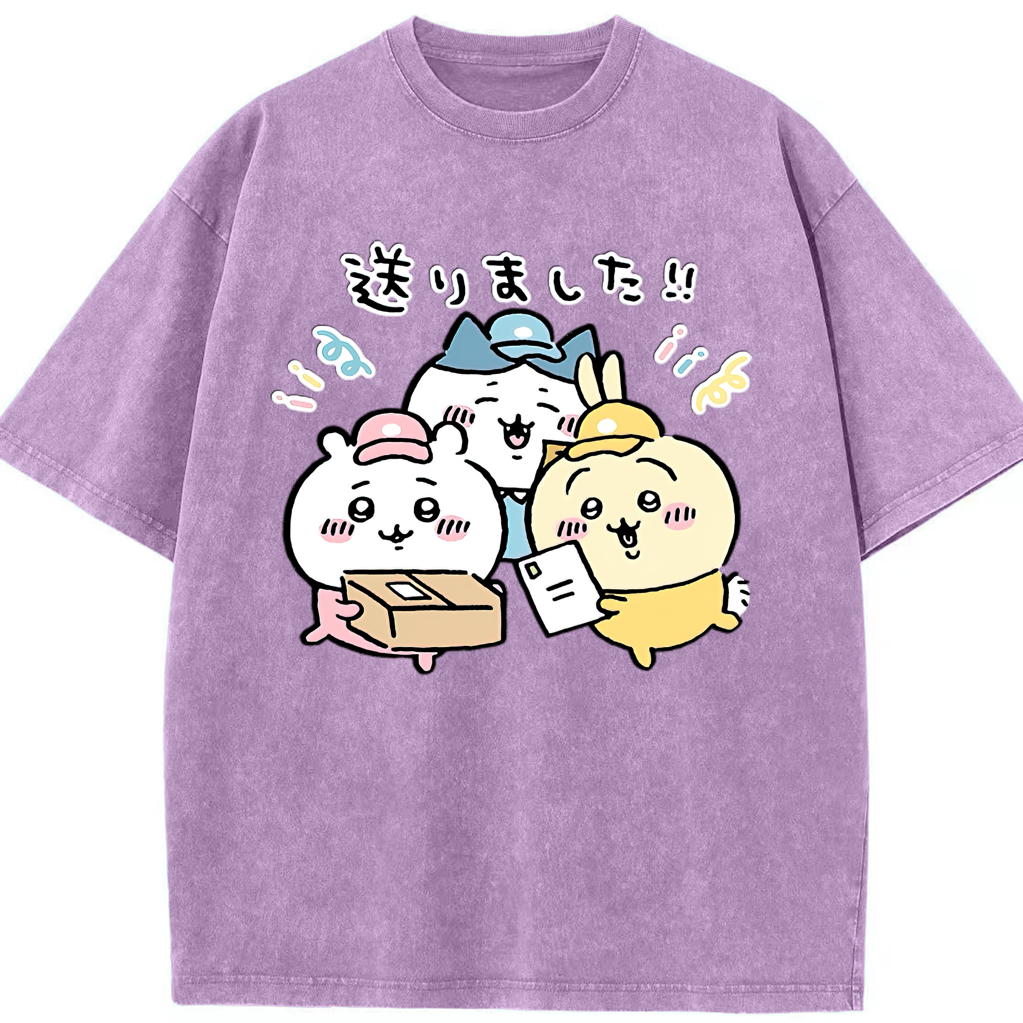 （画像用） ちいかわ ハチワレ Chii-kawa hachiware 綿100% ヴィンテージ風 半袖Tシャツ（フロントプリント）