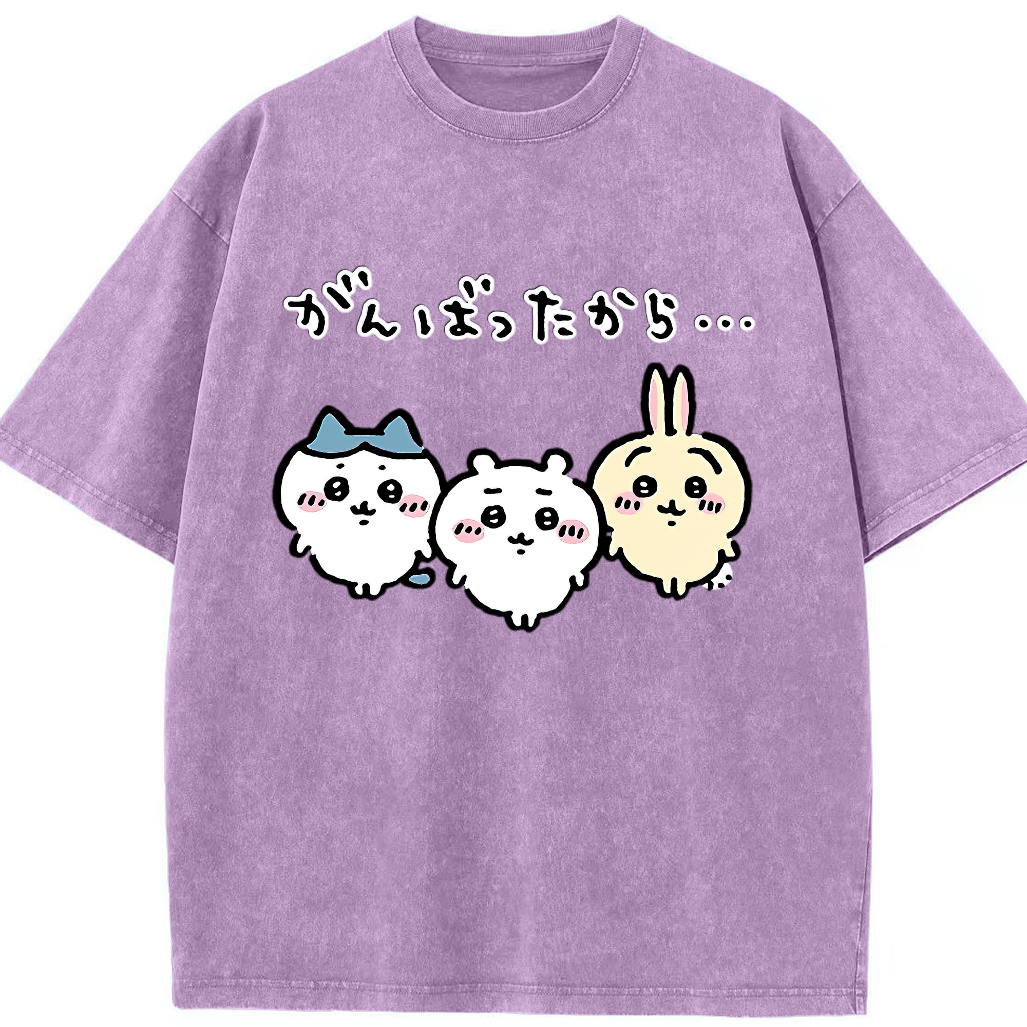 （画像用） ちいかわ ハチワレ Chii-kawa hachiware 綿100% ヴィンテージ風 半袖Tシャツ（フロントプリント）