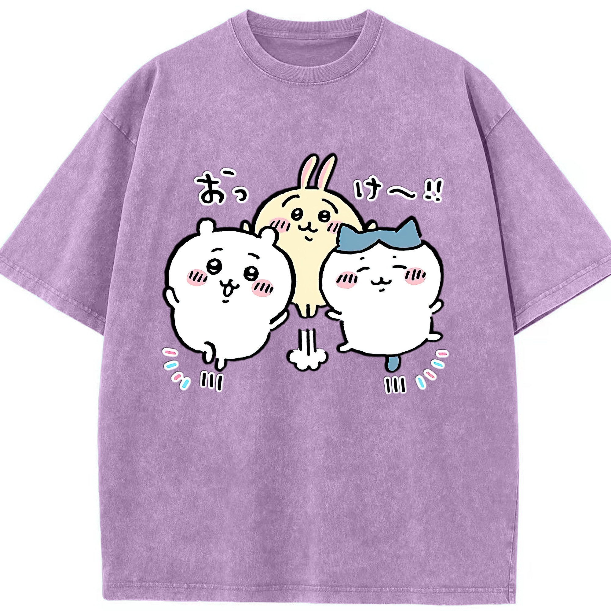 （画像用） ちいかわ ちいかわ Chii-kawa chiikawa 綿100% ヴィンテージ風 半袖Tシャツ（フロントプリント）