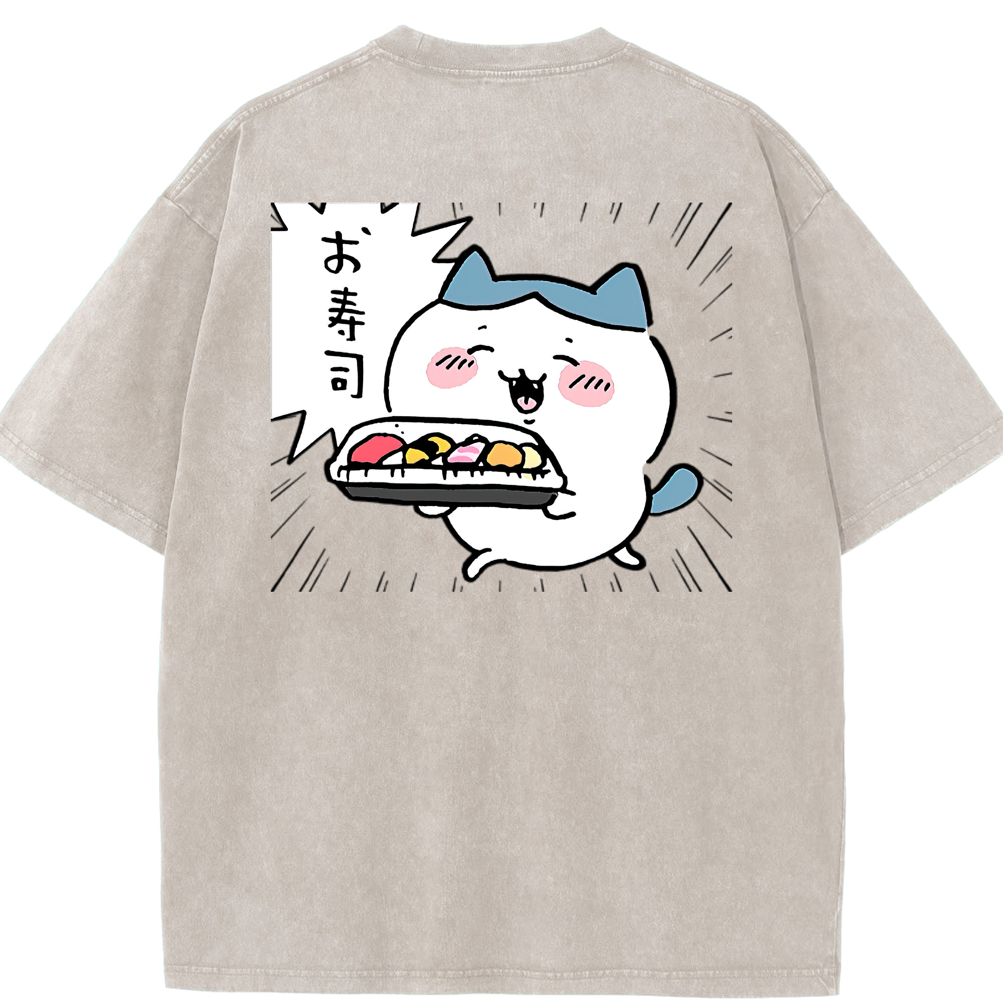 （画像用） ちいかわ ハチワレ Chii-kawa hachiware 綿100% ヴィンテージ風 半袖Tシャツ（背面プリント）