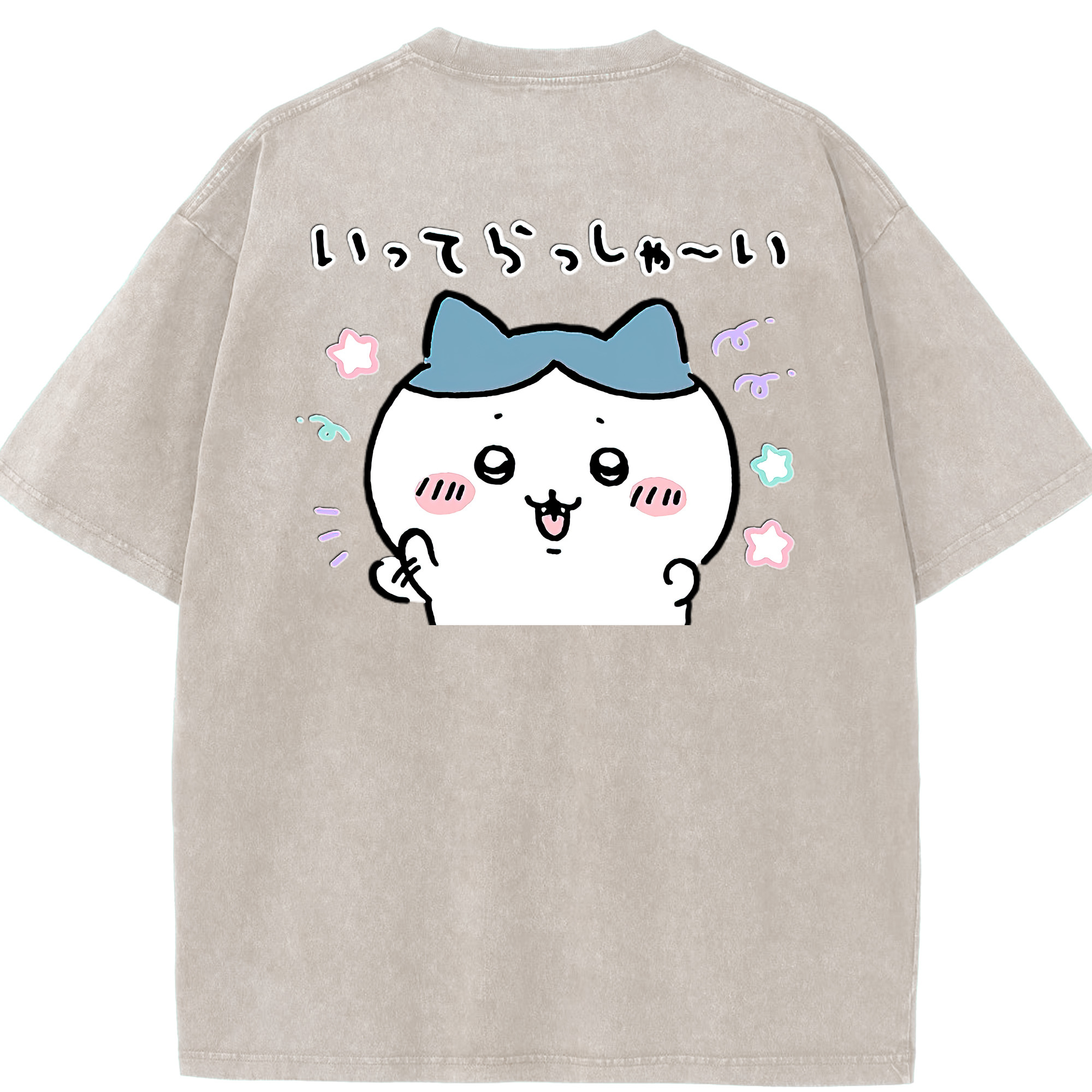 （画像用） ちいかわ ハチワレ Chii-kawa hachiware 綿100% ヴィンテージ風 半袖Tシャツ（背面プリント）