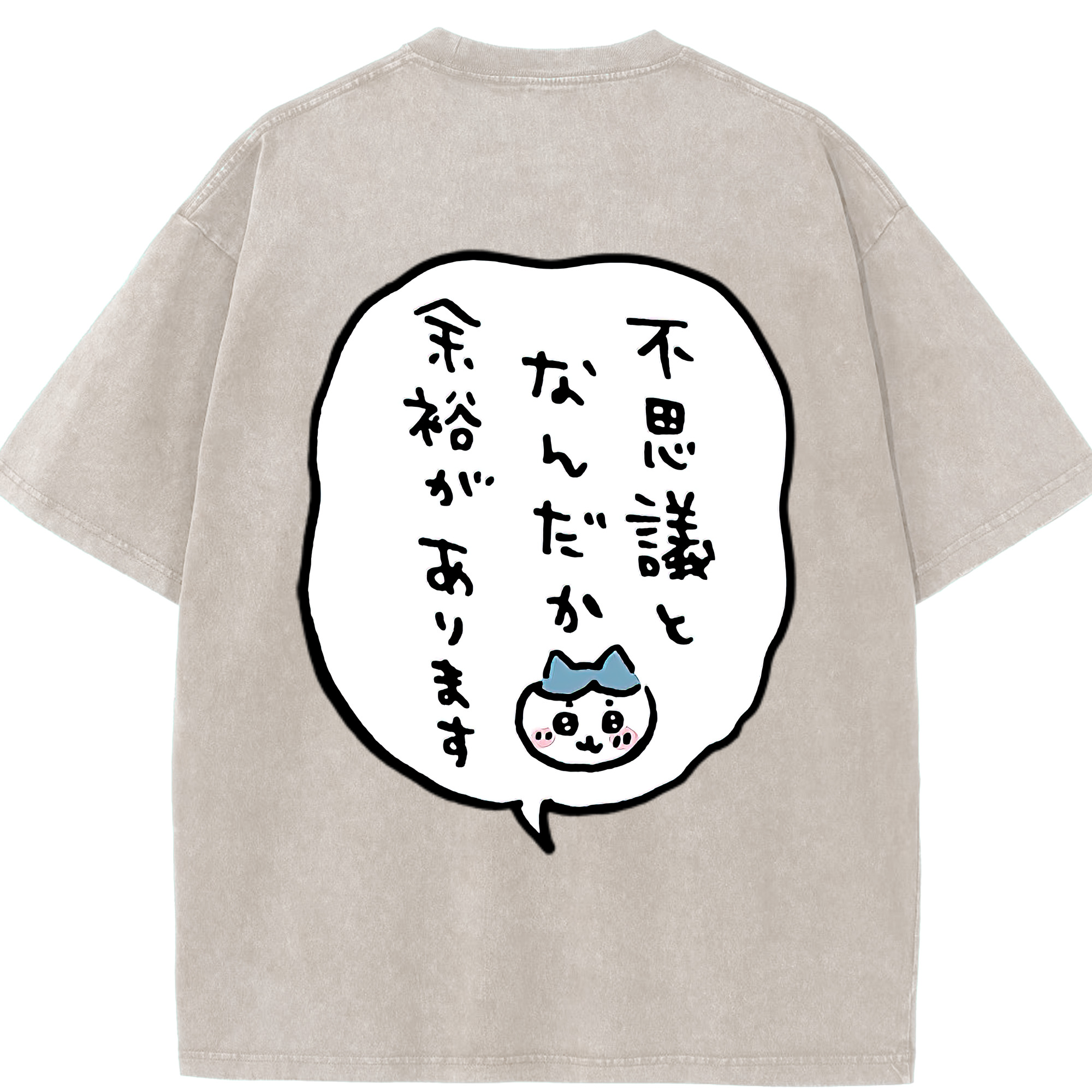 （画像用） ちいかわ ハチワレ Chii-kawa hachiware 綿100% ヴィンテージ風 半袖Tシャツ（背面プリント）