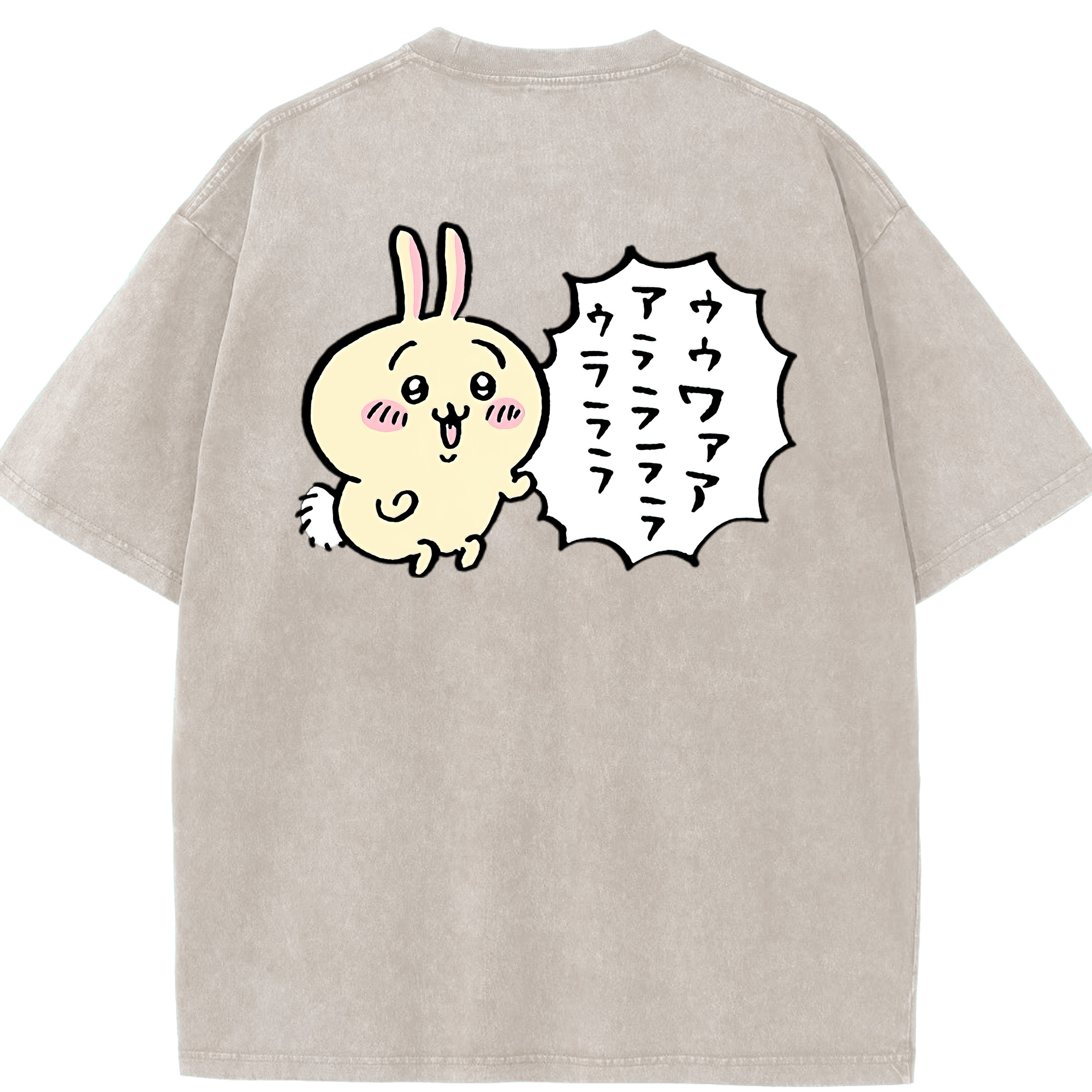 （画像用） ちいかわ うさぎ Chii-kawa usagi 綿100% ヴィンテージ風 半袖Tシャツ（背面プリント）