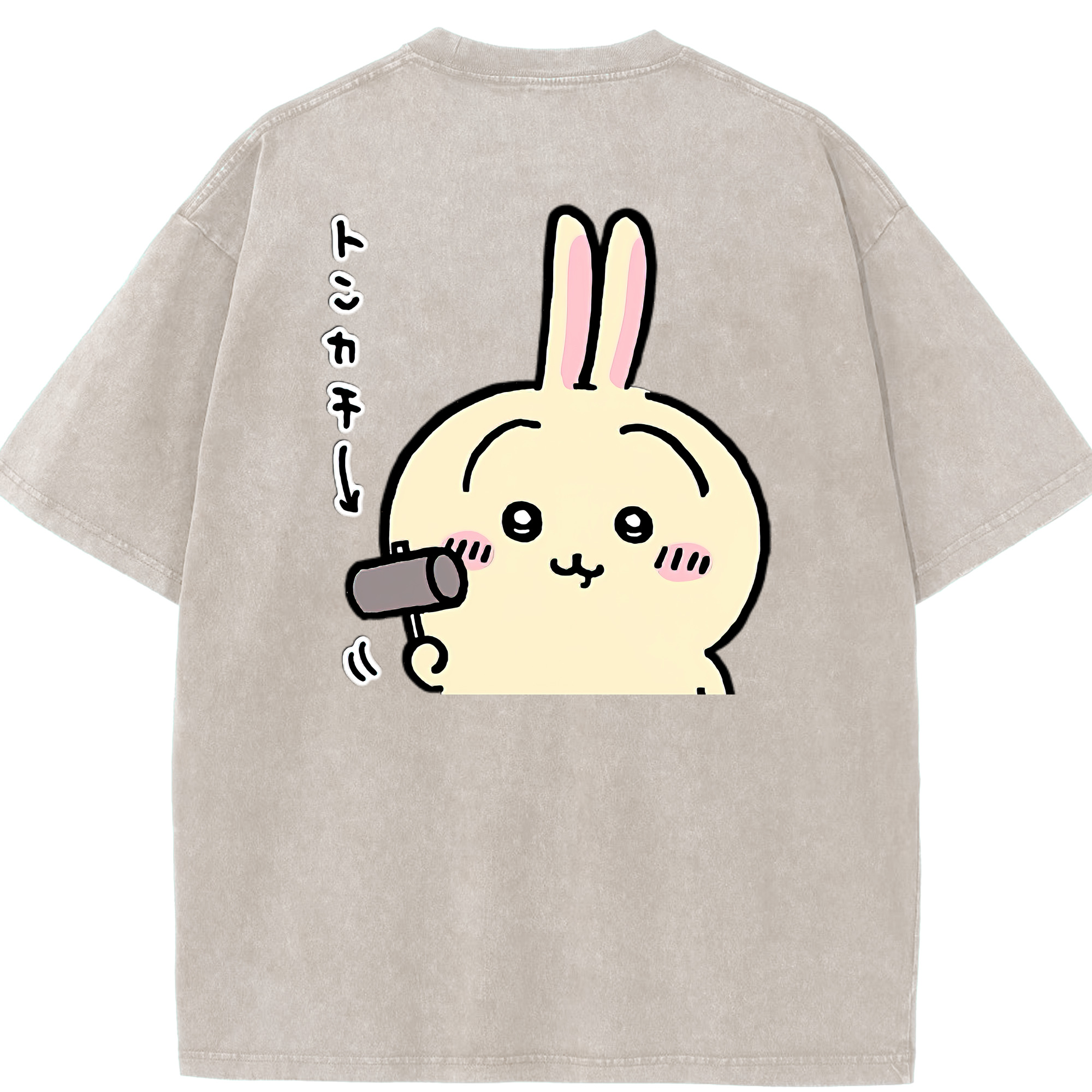 （画像用） ちいかわ うさぎ Chii-kawa usagi 綿100% ヴィンテージ風 半袖Tシャツ（背面プリント）