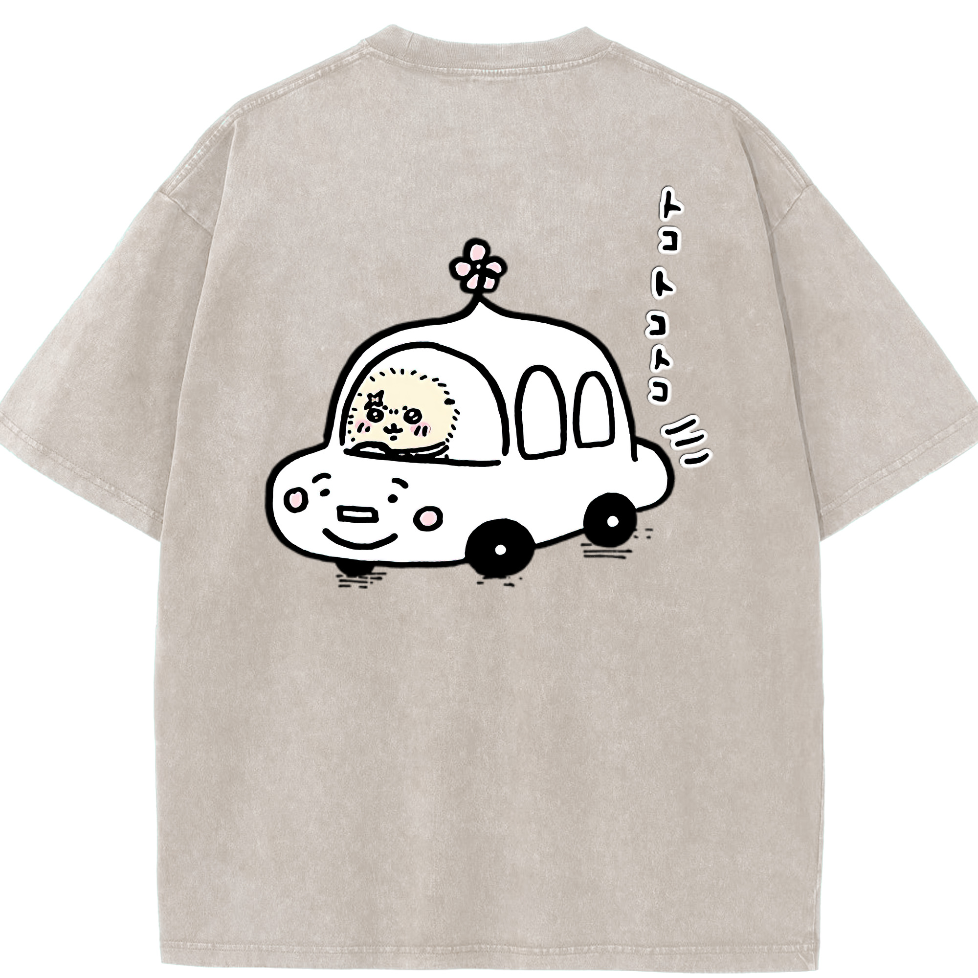 （画像用） ちいかわ ラッコ Chii-kawa Sea otter 綿100% ヴィンテージ風 半袖Tシャツ（背面プリント）